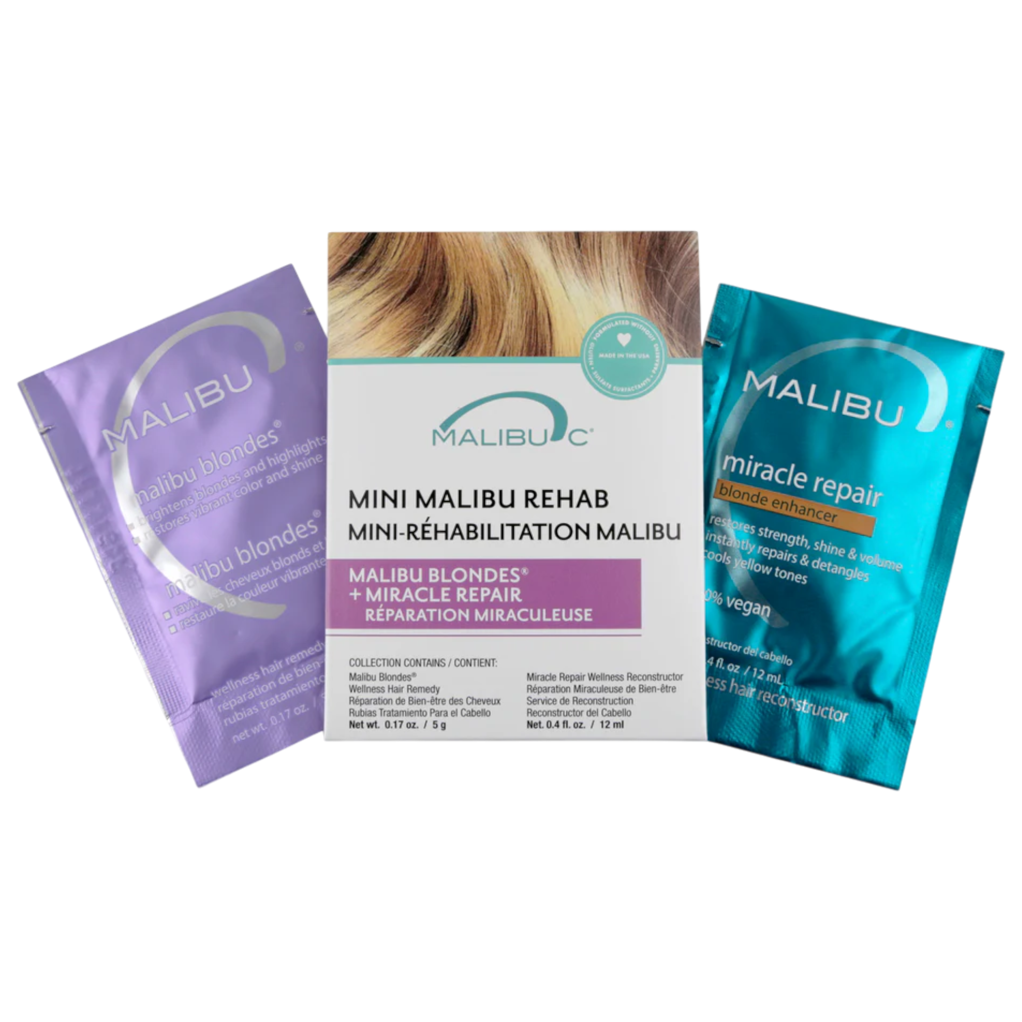 MALIBU C MINI REHAB BLONDES Coffret de soins pour cheveux blonds 2 x 5 g