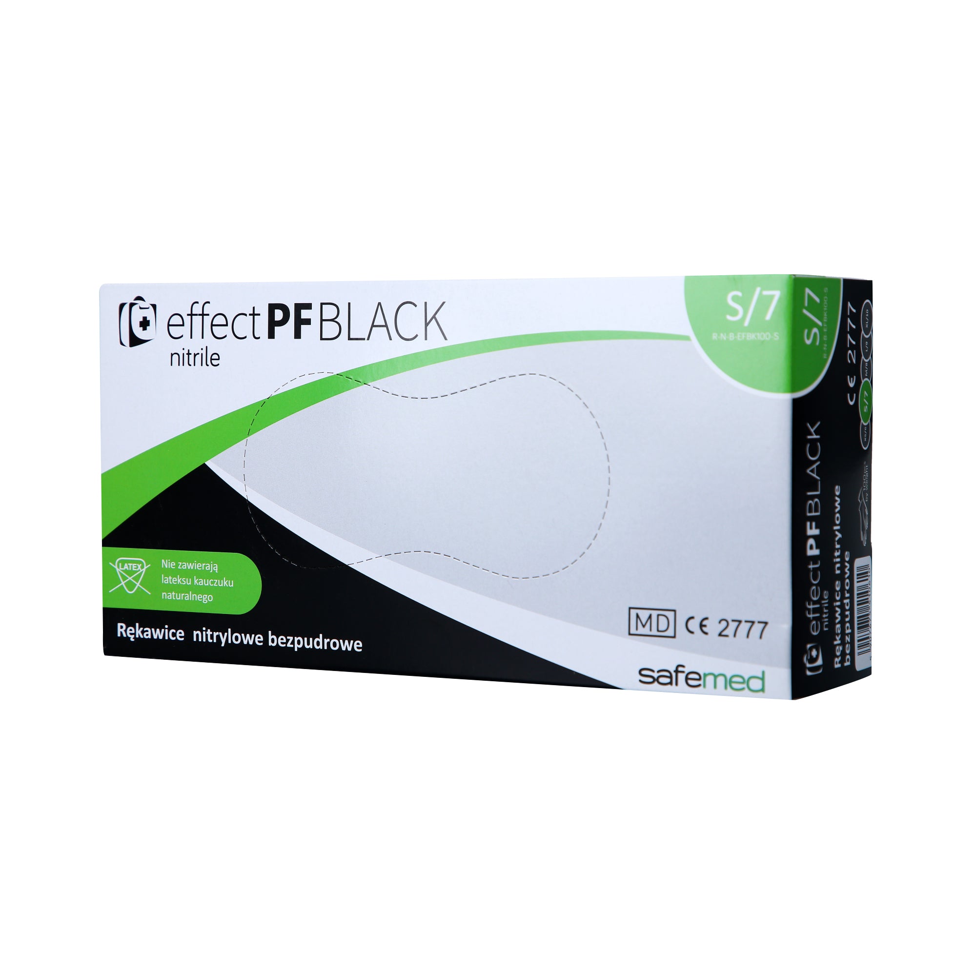 SAFEMED EFFECT PF Disposable nitrile gloves powder-free Black S 100 pcs.