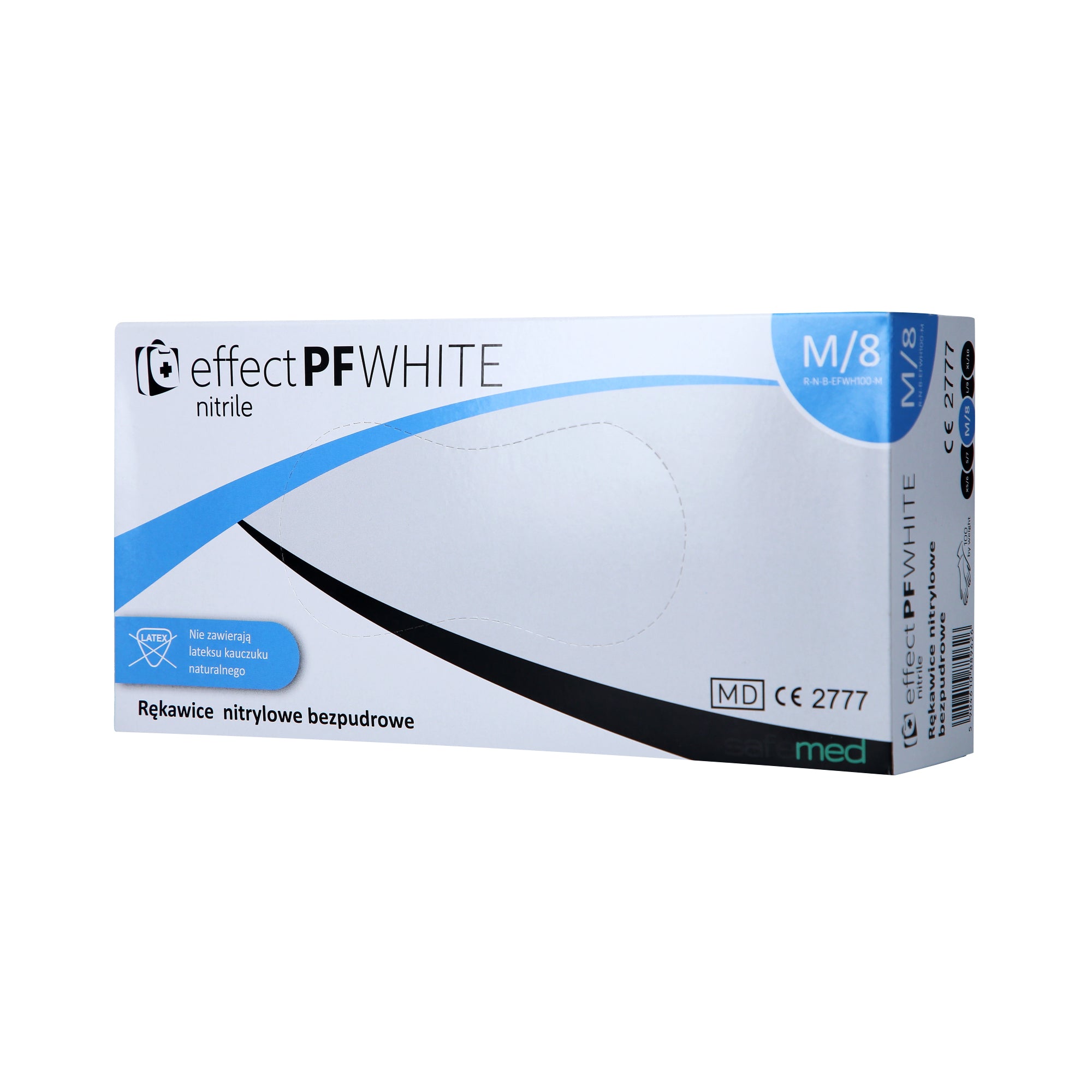 SAFEMED EFFECT PF Rękawice jednorazowe nitrylowe bezpudrowe White M 100 szt.