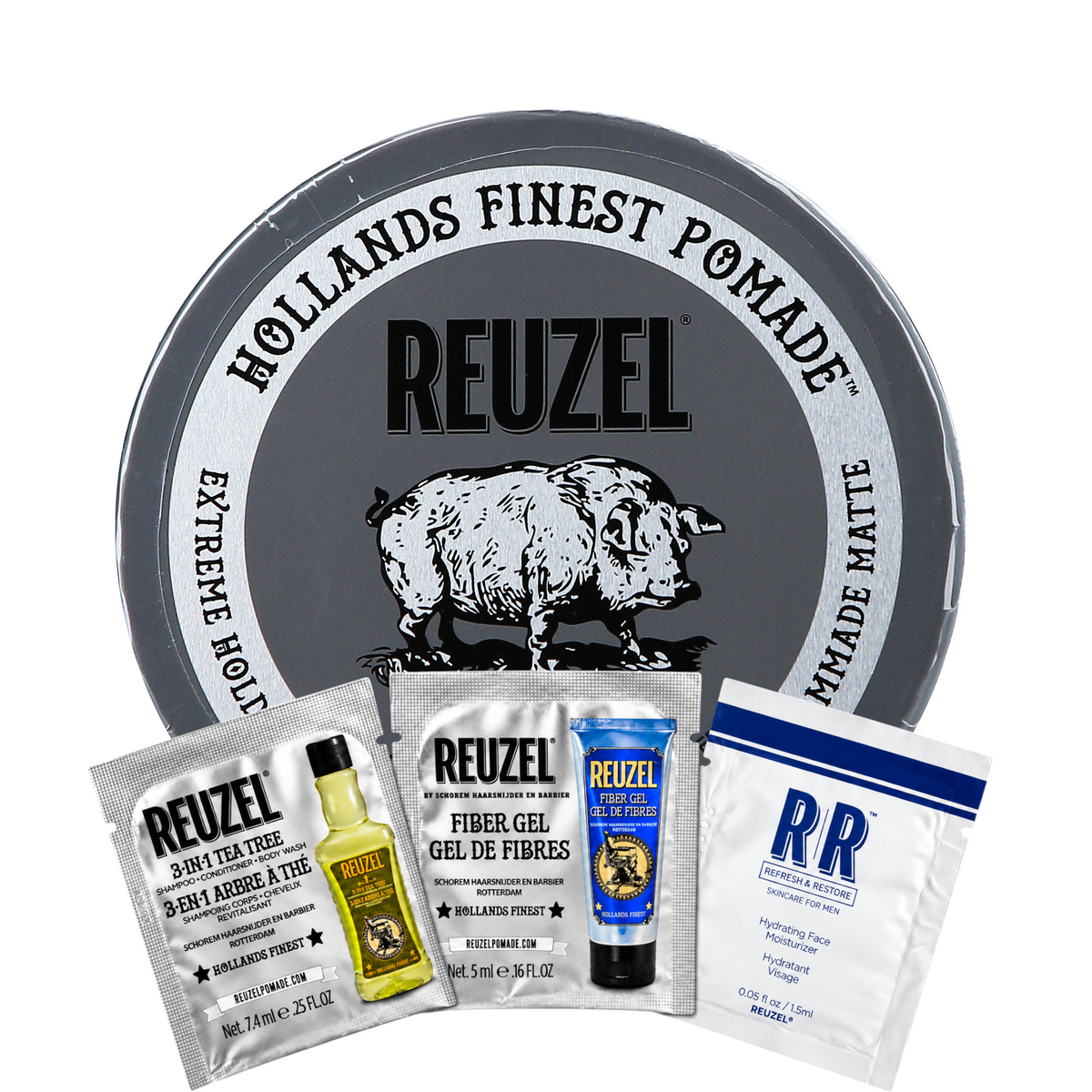 REUZEL EXTREME HOLD MATTE POMADE Pommade cheveux matifiante super forte 95 g + 3 sachets