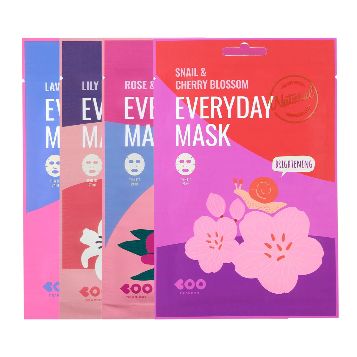 DEARBOO Ensemble de masques pour le visage, 4 x 27 ml