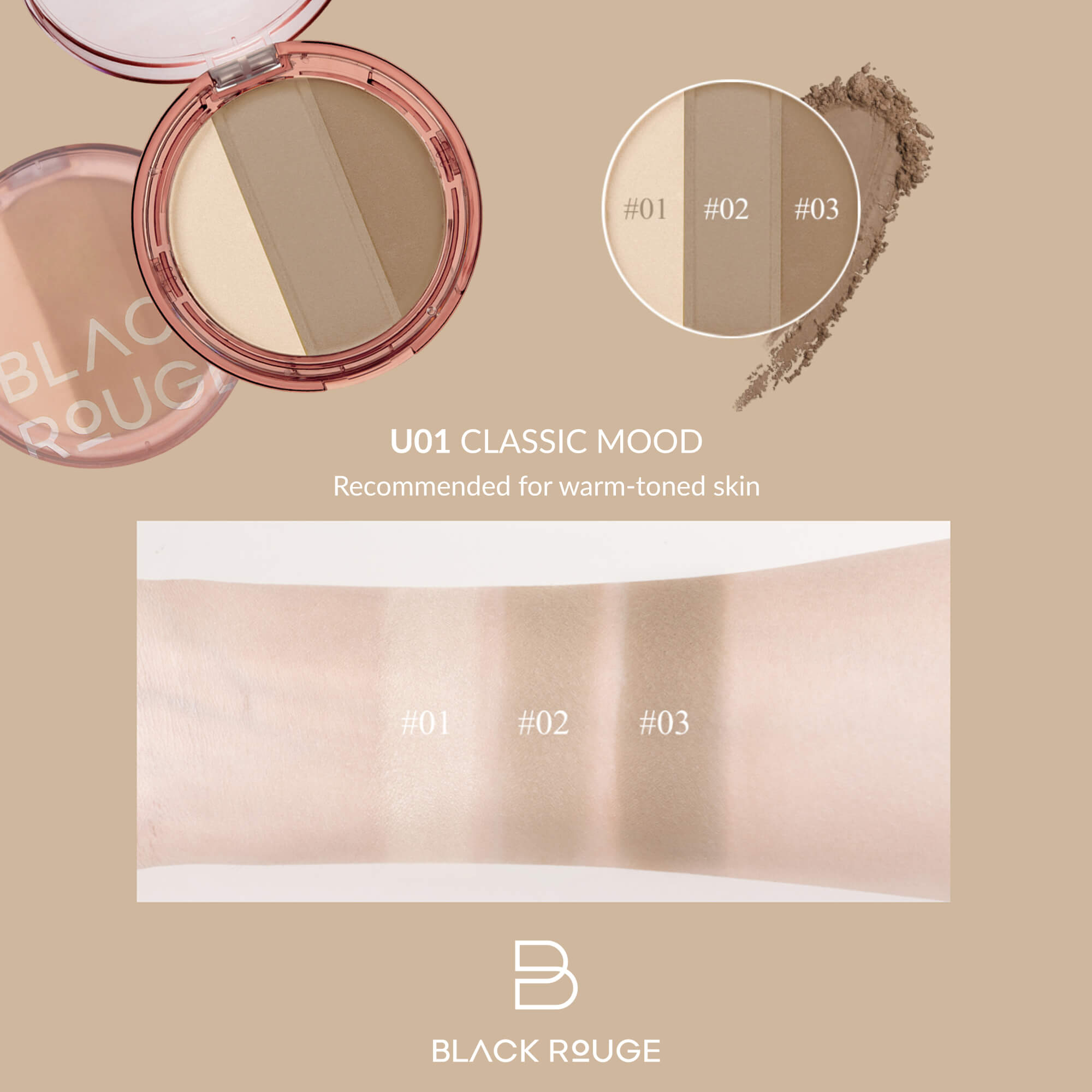 BLACK ROUGE UP&DOWN TRIPLE CONTOURING Palette de contouring visage 10 g #2