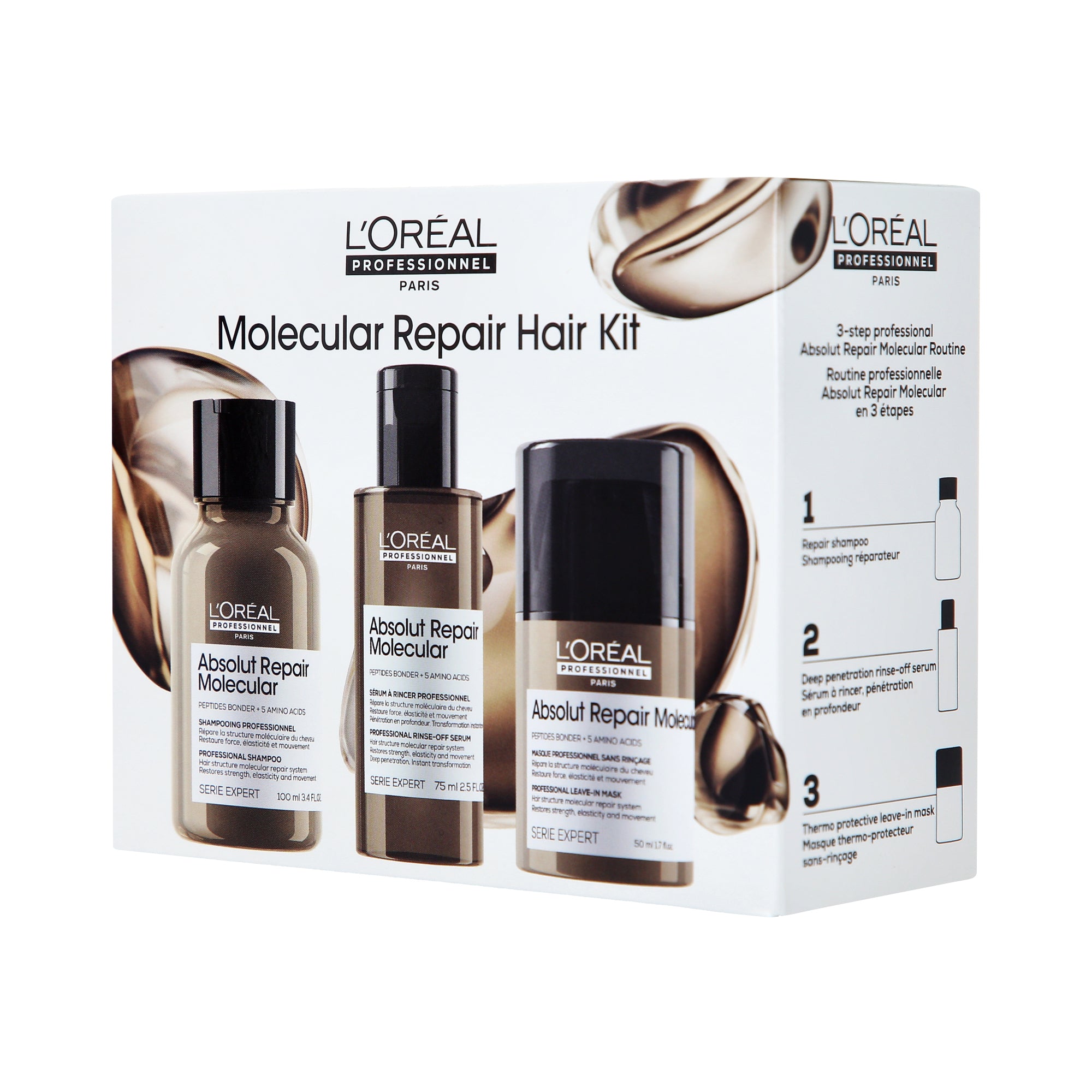 Coffret Découverte Moléculaire L’Oréal Professionnel Absolut Repair pour cheveux abîmés 75 ml + 100 ml + 50 ml