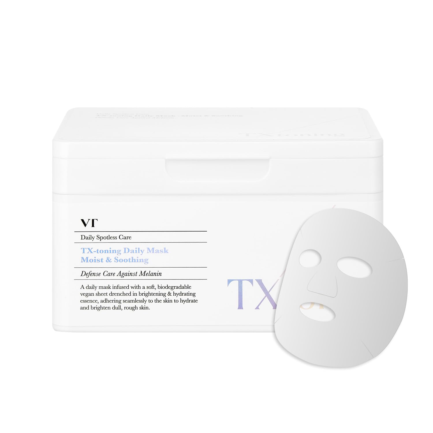 VT COSMETICS TX-TONING DAILY MASK Rozjaśniające maski do twarzy z kwasem traneksamowym 30 szt.