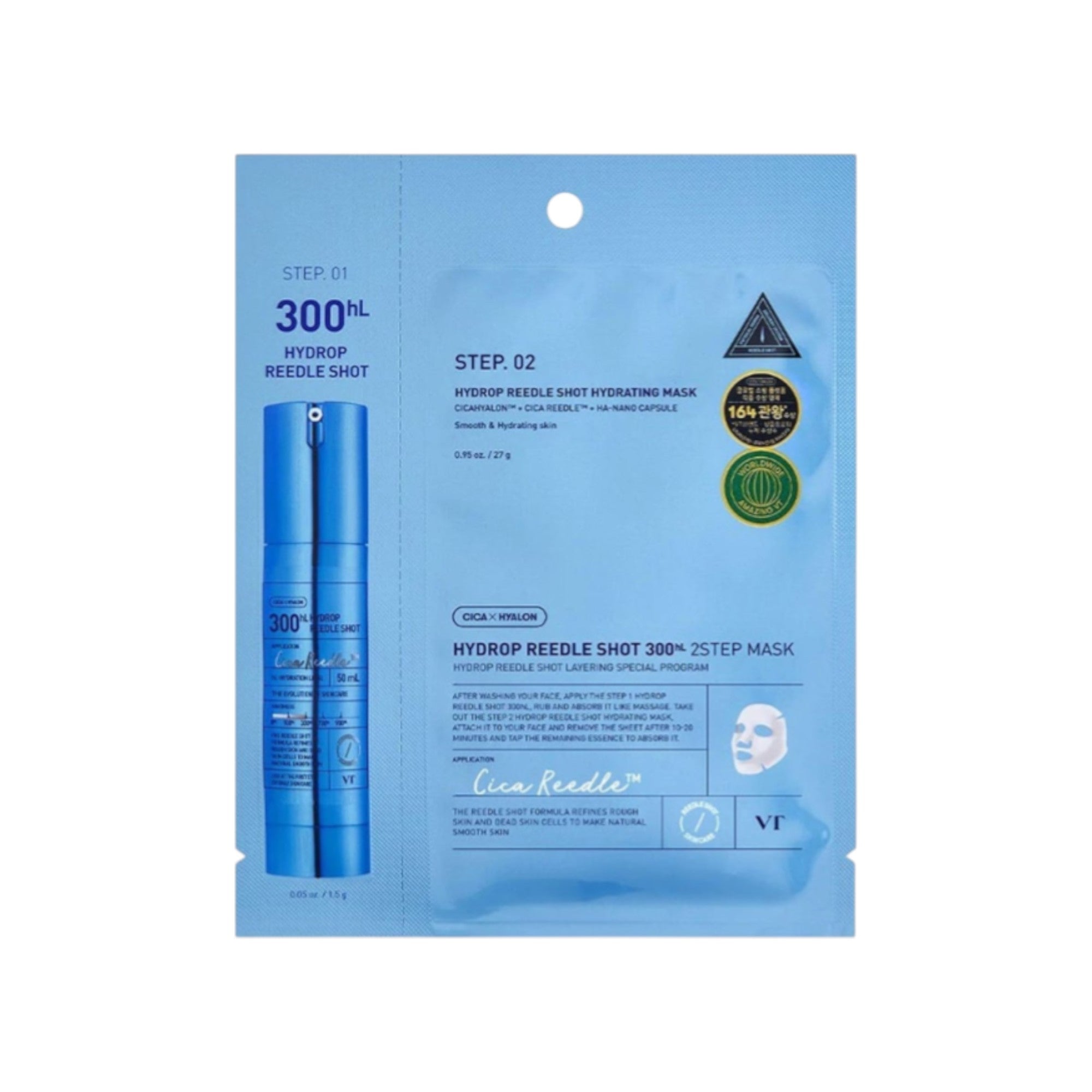 VT COSMETICS HYDROP REEDLE SHOT300 Dwuetapowa maska hydrożelowa do twarzy 38 g