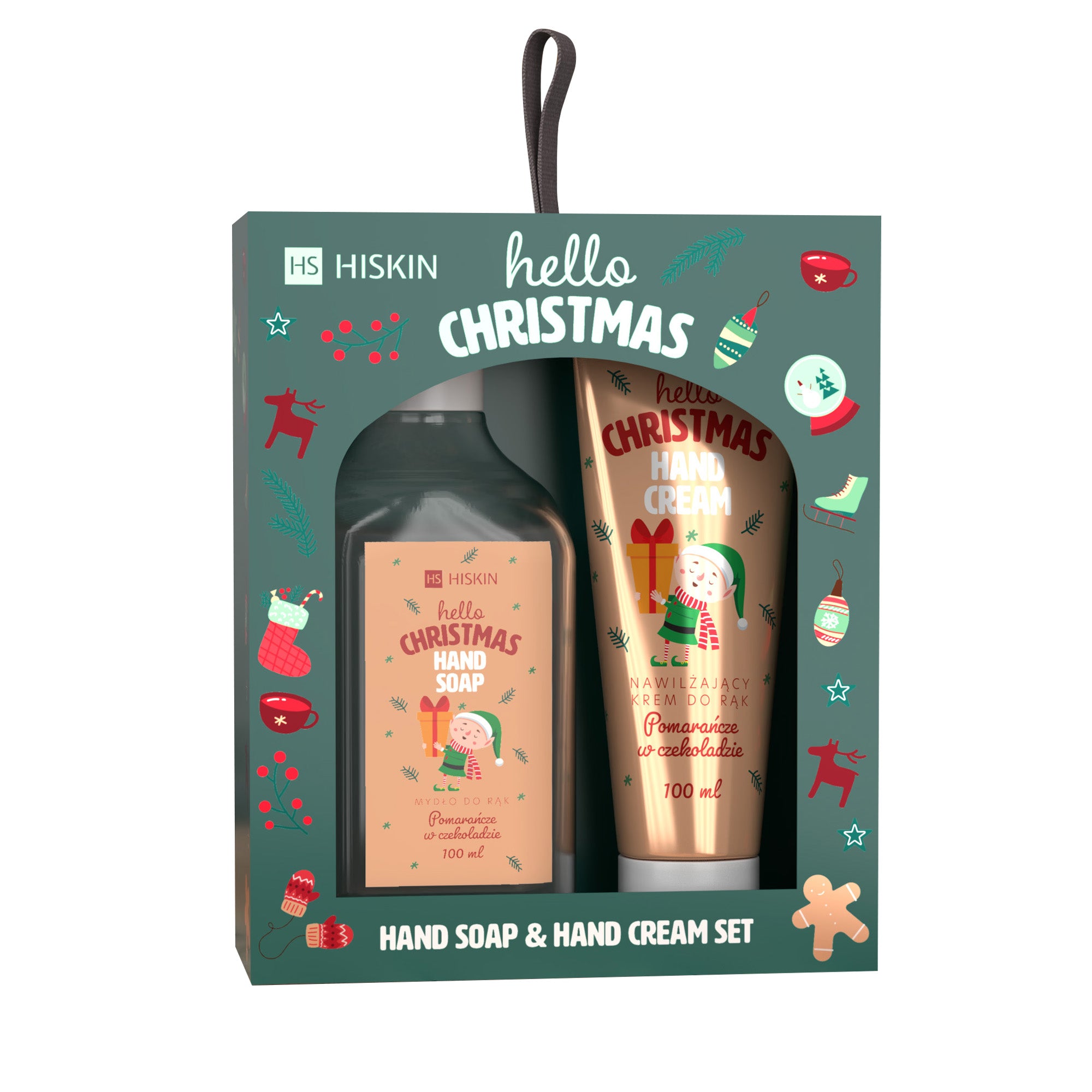 HISKIN Coffret cadeau de Noël Savon et crème pour les mains Orange Chocolat