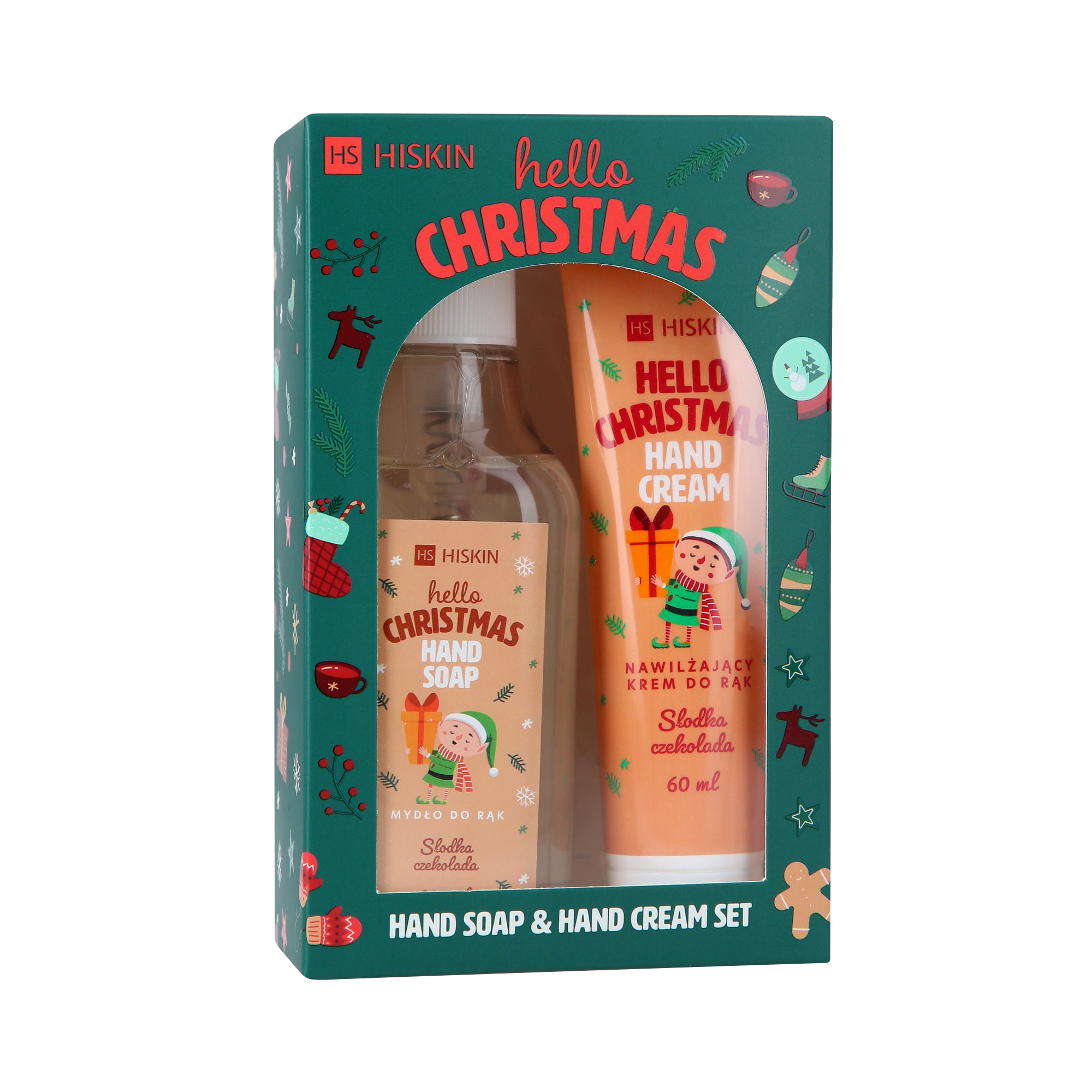 HISKIN Coffret cadeau de Noël: savon et crème pour les mains au chocolat.