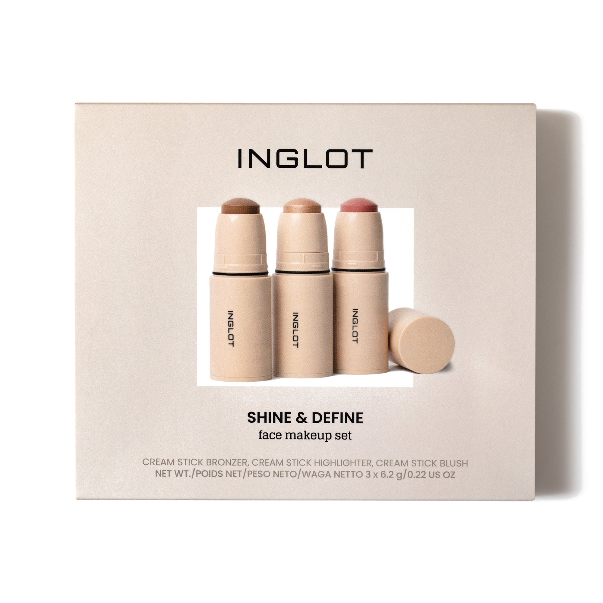 INGLOT SHINE & DEFINE Zestaw do makijażu twarzy 3x6,2g