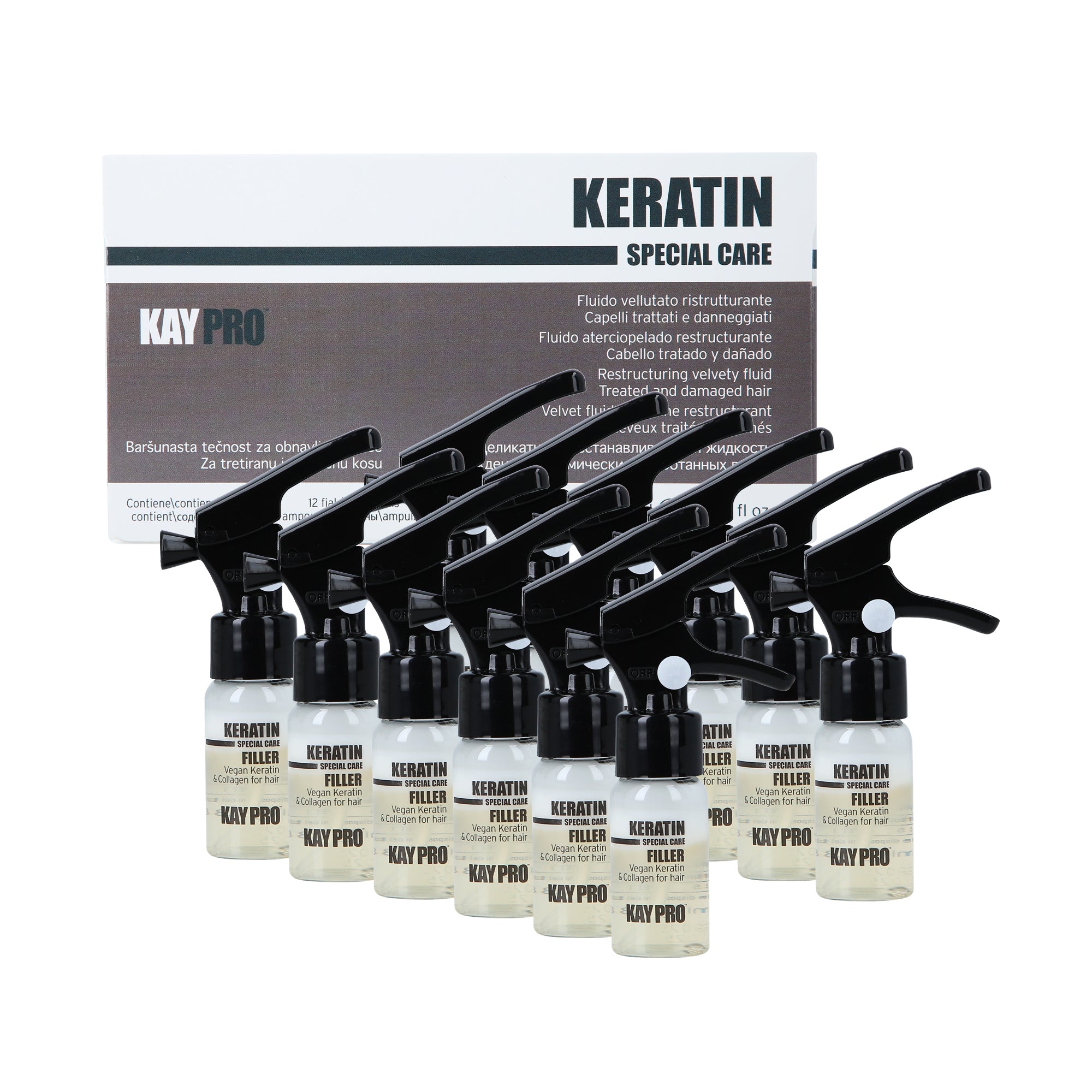 KAYPRO KERATIN FILLER REGENERATING Ampułki do włosów z wegańska keratyną i kolagenem 12x10 ml