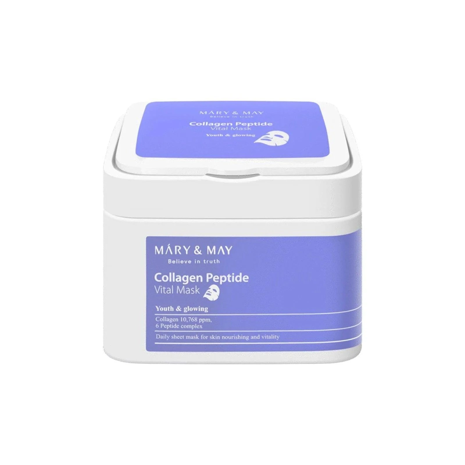 MARY & MAY COLLAGEN PEPTIDE VITAL Set intensiv straffender Masken mit Kollagen, 30 Stk.
