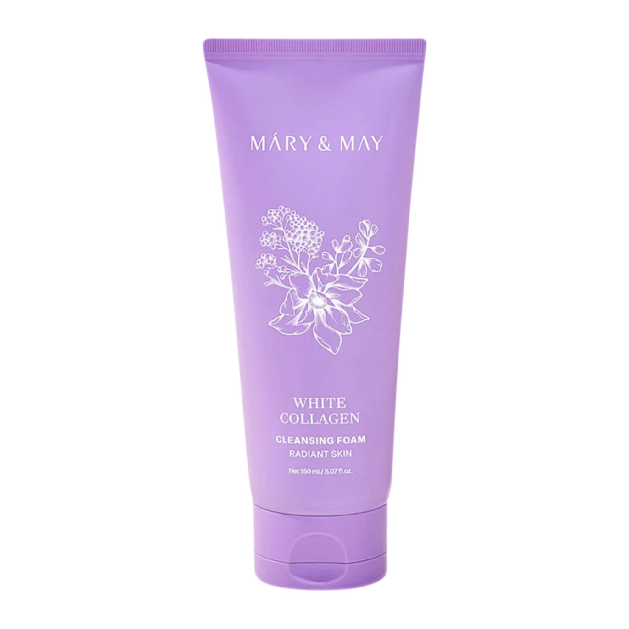 MARY & MAY WHITE COLLAGEN CLEANSING FOAM Schiuma detergente viso con effetto illuminante e idratante 150 ml
