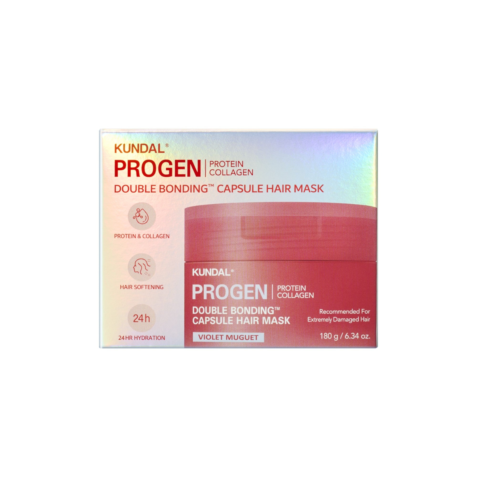 KUNDAL PROGEN DOUBLE BONDING CAPSULE Masque régénérant intensément qui reconstruit les liaisons capillaires Violet Muguet 180 g #2
