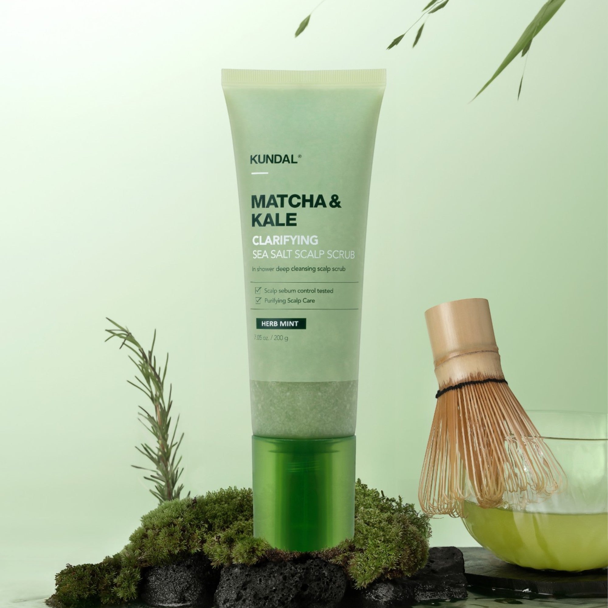 KUNDAL MATCHA&KALE GOMMAGE CLARIFIANT AU SEL MARIN Peeling trichologique du cuir chevelu Herbe Menthe 200 g #5