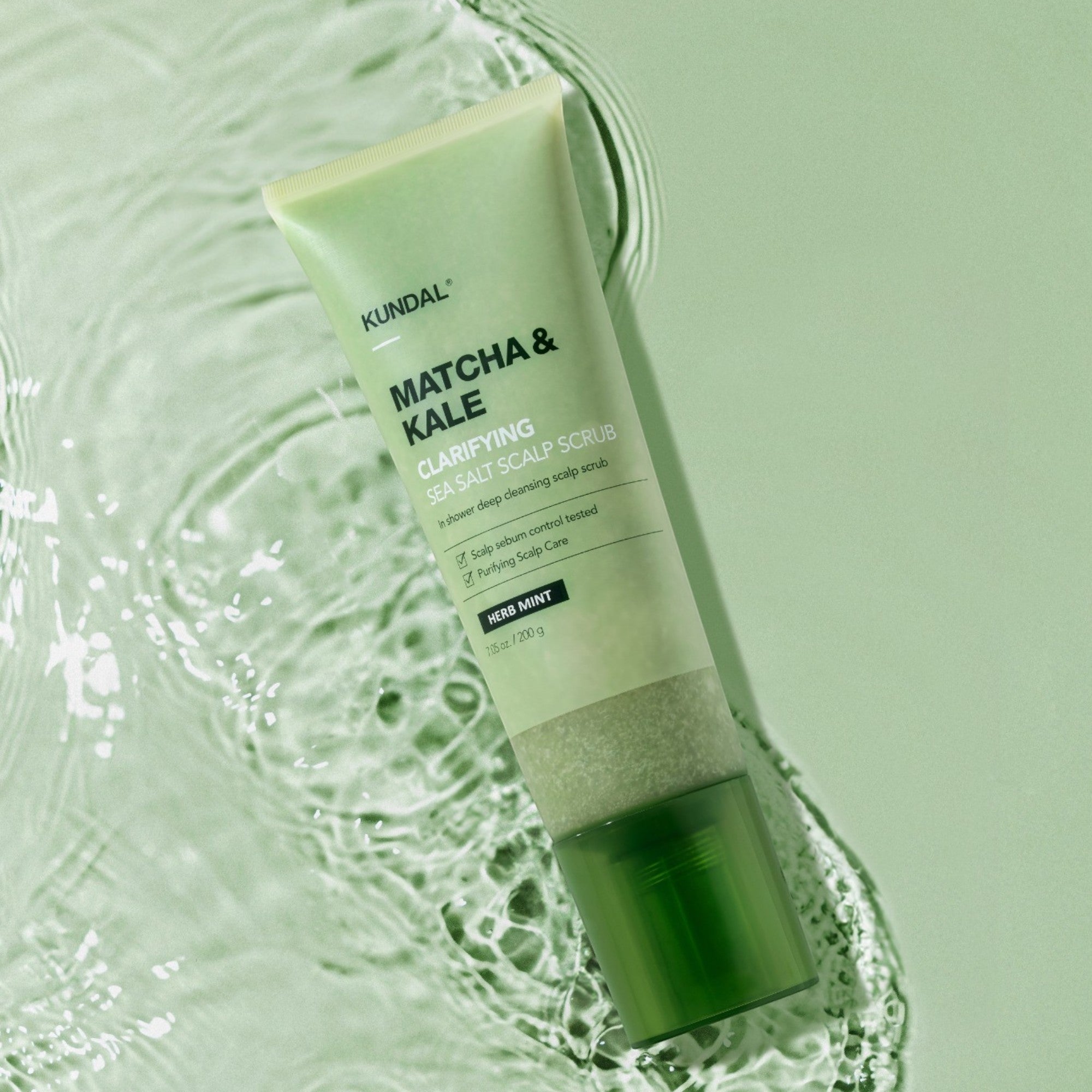 KUNDAL MATCHA&KALE GOMMAGE CLARIFIANT AU SEL MARIN Peeling trichologique du cuir chevelu Herbe Menthe 200 g #2