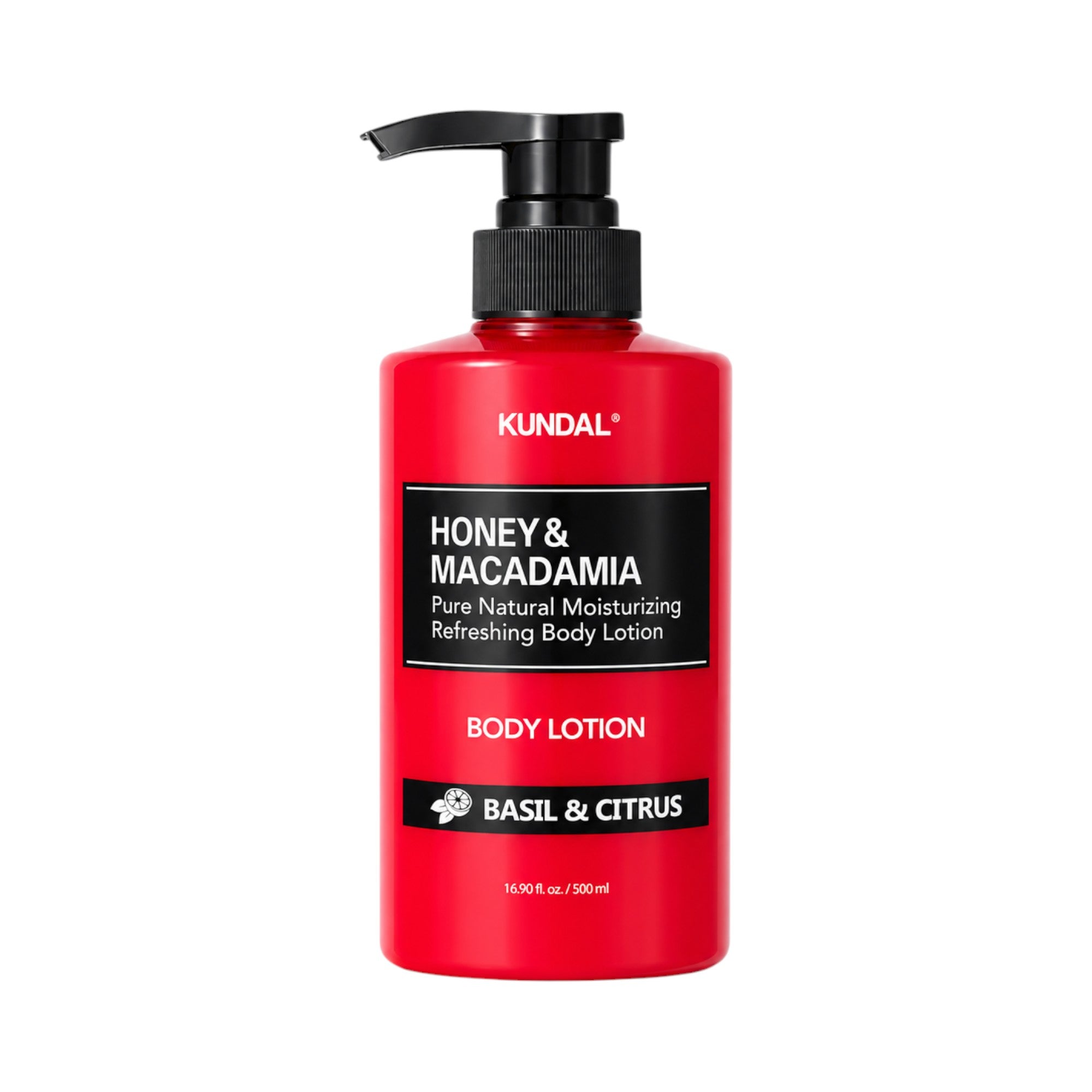 KUNDAL HONEY & MACADAMIA Lait corporel hydratant Basilic & Agrumes 500 ml