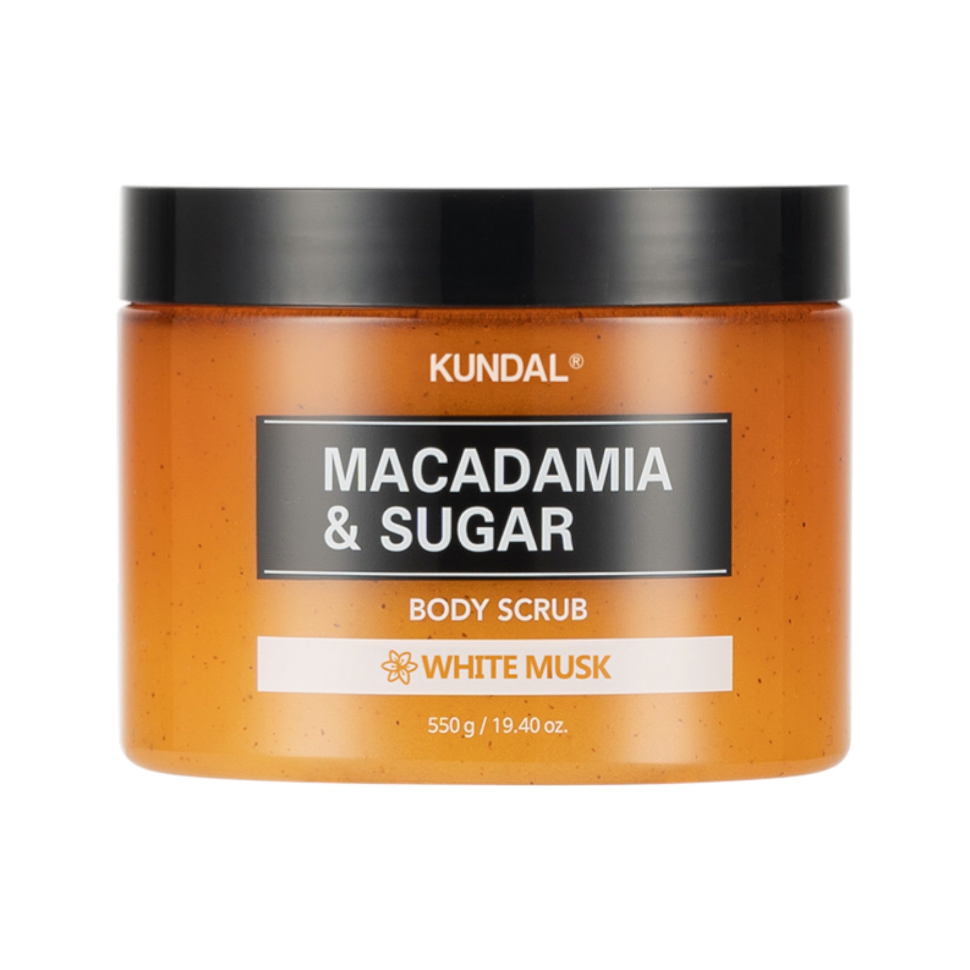 KUNDAL MACADAMIA & SUGAR BODY SCRUB Gommage corporel au sucre et musc blanc 550 g