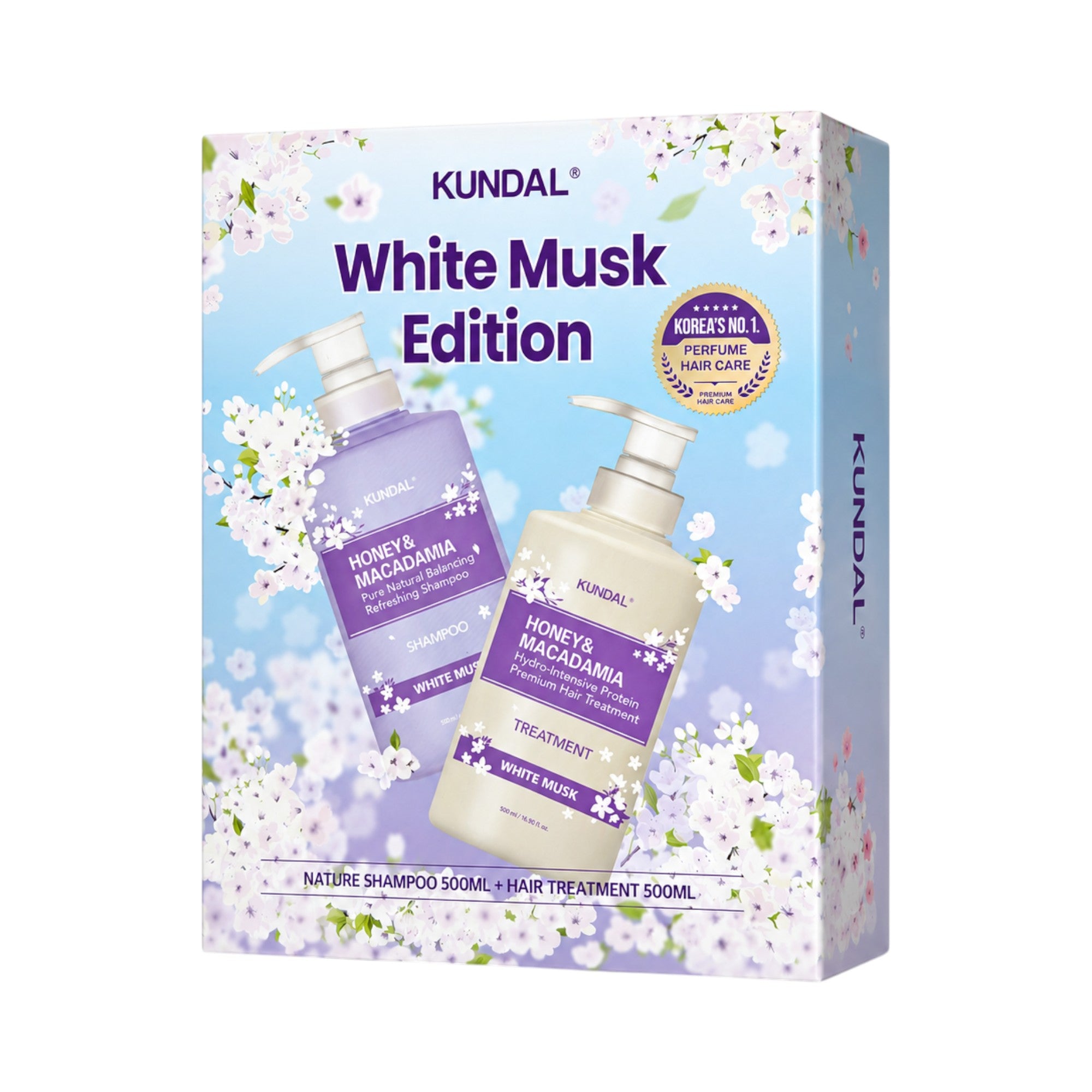 KUNDAL HONEY & MACADAMIA WHITE MUSK EDITION Coffret de soins capillaires 2x 500 ml