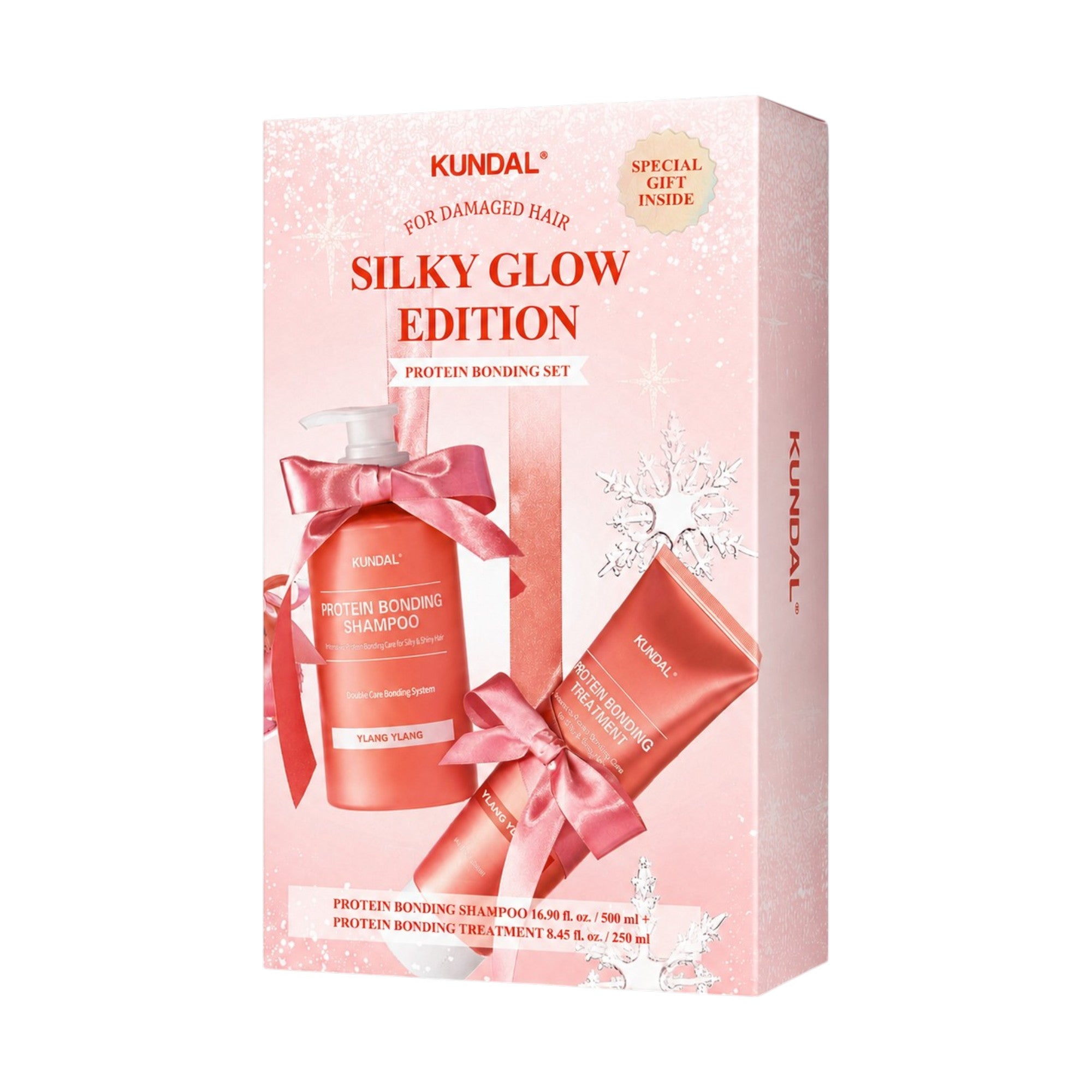 KUNDAL SILKU GLOW EDITION Coffret de soins capillaires à l'Ylang-Ylang régénérant intensément 2 x 500 ml