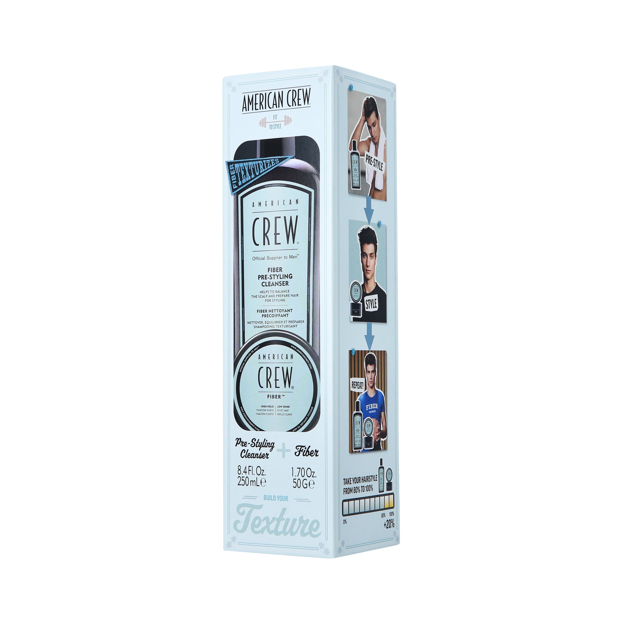 AMERICAN CREW FIBER DUO Coffret de soins capillaires : shampoing 250 ml + pommade 50 g