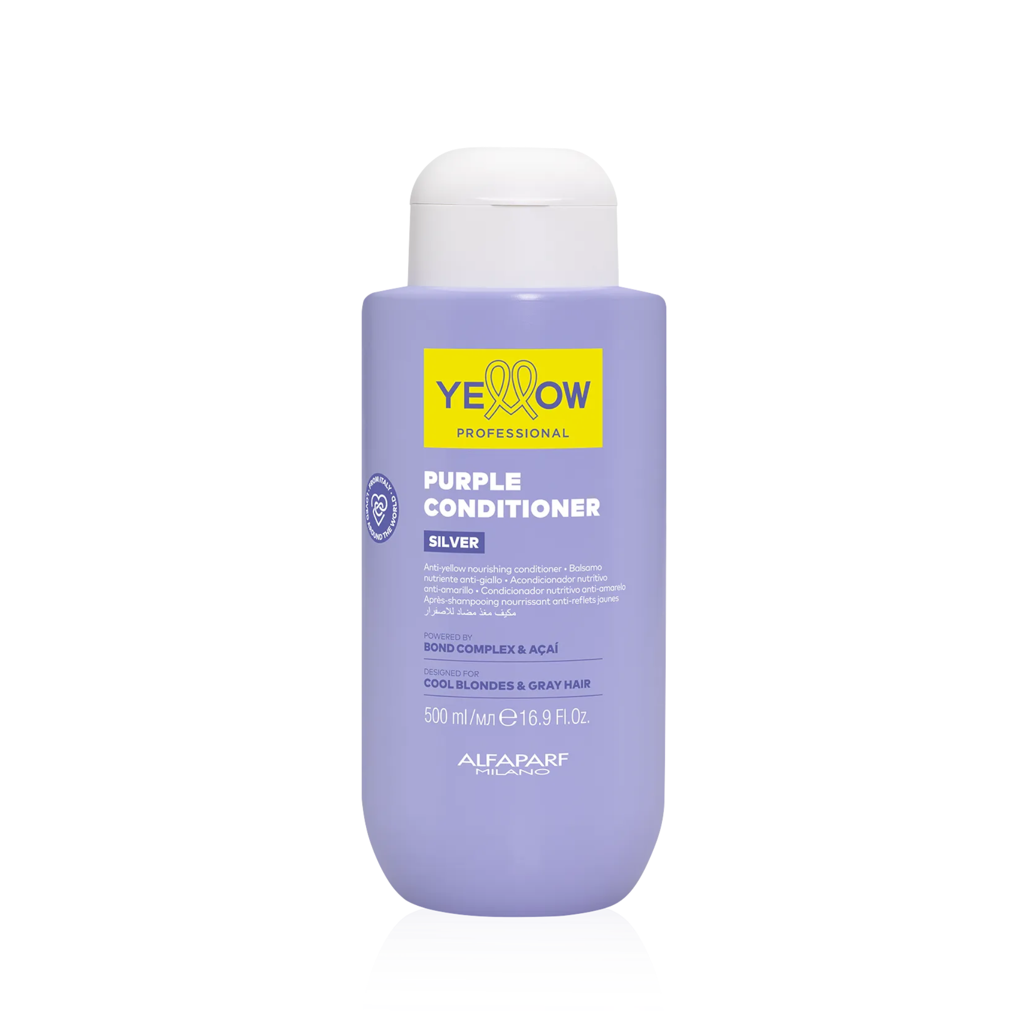 YELLOW PROFESSIONAL SILVER PURPLE CONDITIONER Après-shampooing neutralisant les tons jaunes pour cheveux blonds et gris 500 ml