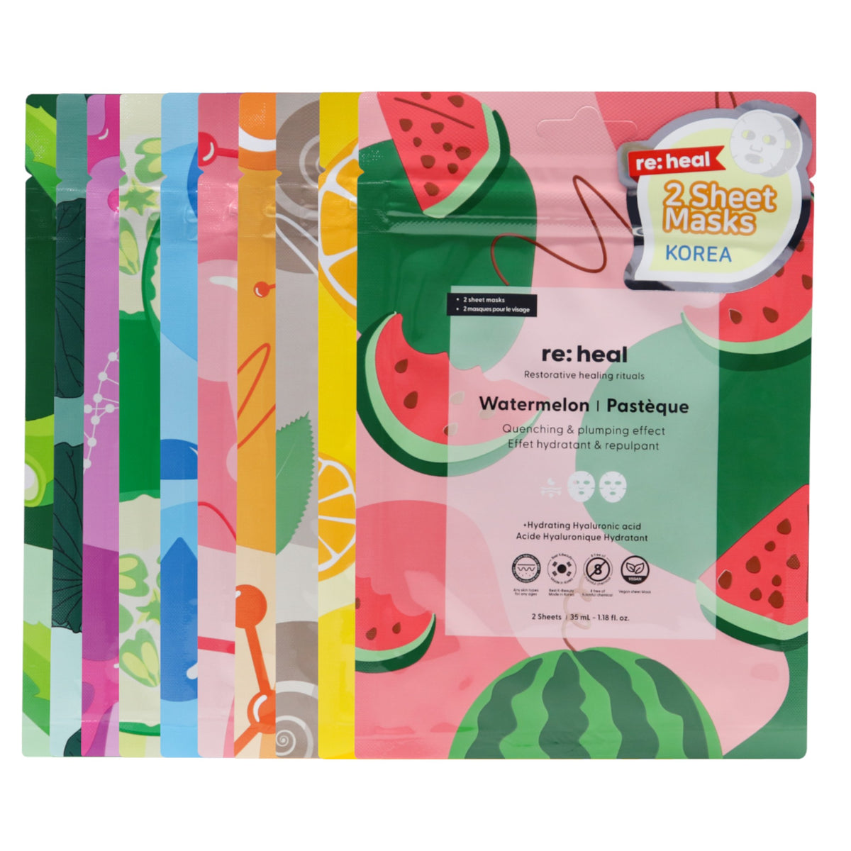 RE:HEAL Coffret de masques pour le visage, 10 x 35 ml