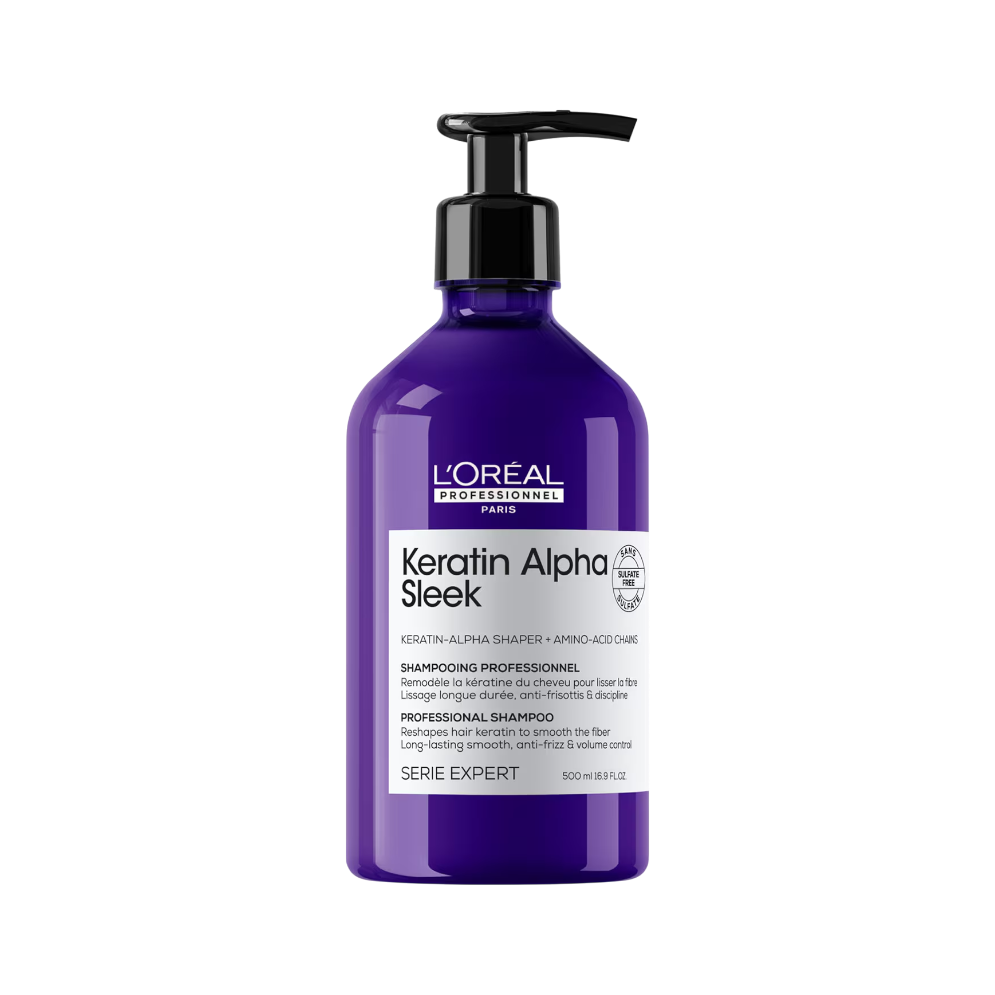L'OREAL PROFESSIONNEL KERATIN ALPHA SLEEK Shampoing lissant pour cheveux indisciplinés 500 ml