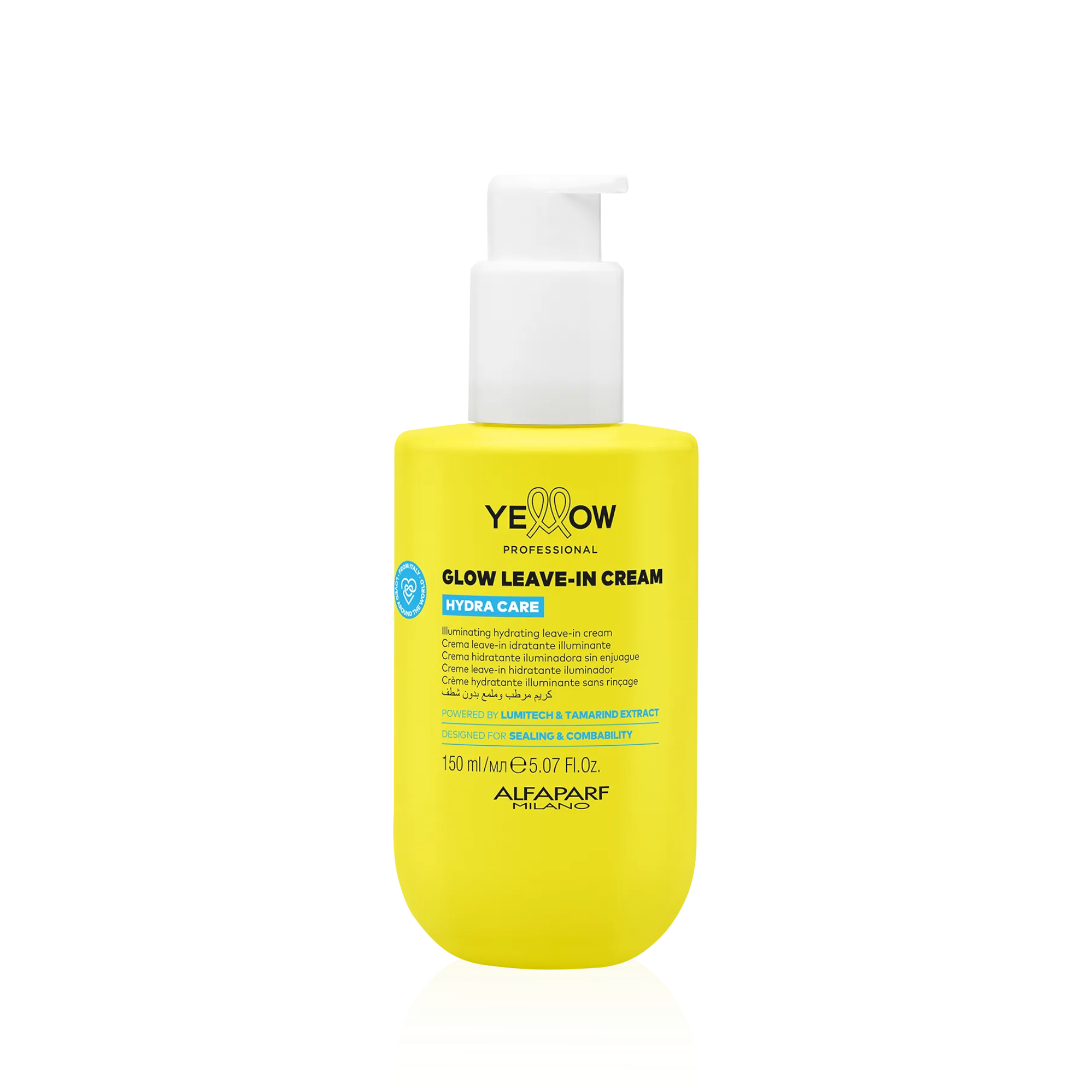 YELLOW PROFESSIONAL GLOW CREAM HYDRA CARE Nawilżający krem bez spłukiwania nadający blask i ochronę termiczną do wszystkich rodzajów włosów 150 ml