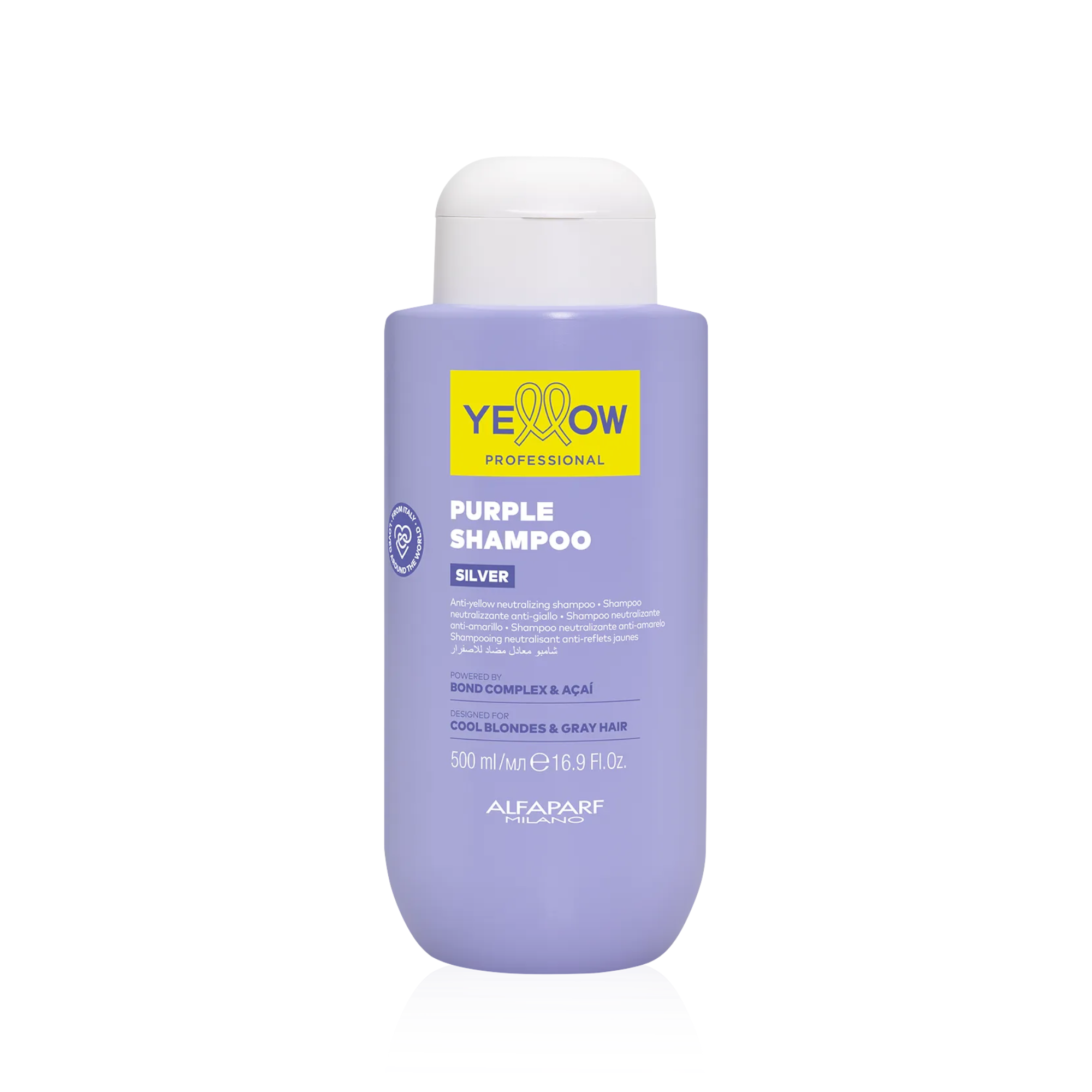 YELLOW PROFESSIONAL SILVER PURPLE SHAMPOO Shampooing neutralisant les tons jaunes pour cheveux blonds et gris 500 ml