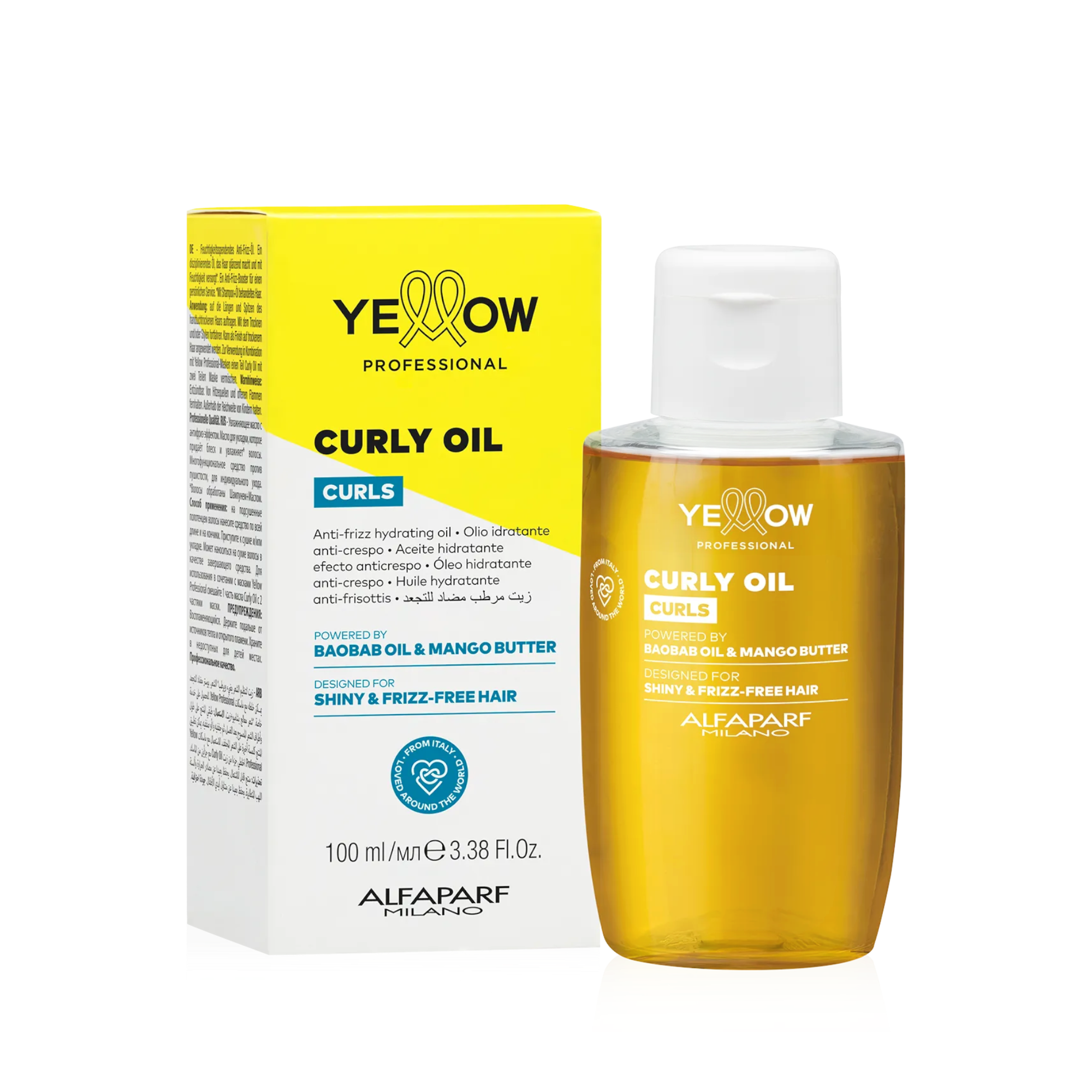 YELLOW PROFESSIONAL CURLY MASK CURLS Nawilżający olejek do włosów falowanych, kręconych i afro 100 ml