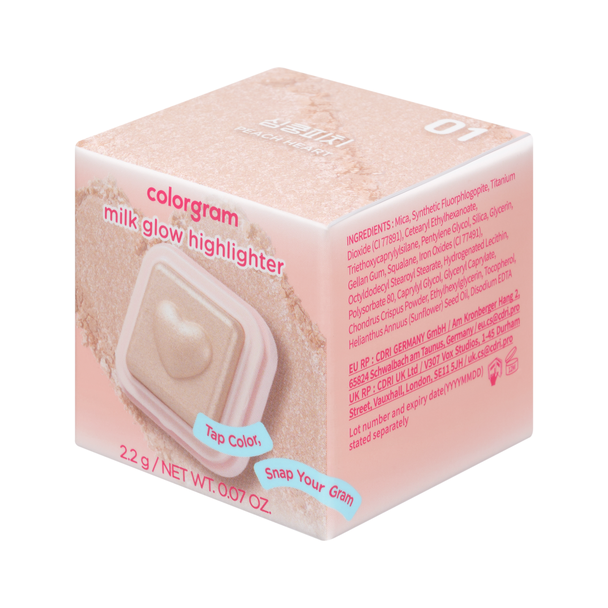 COLORGRAM MILK BLING HEARTLIGHTER Illuminateur visage 2,2 g