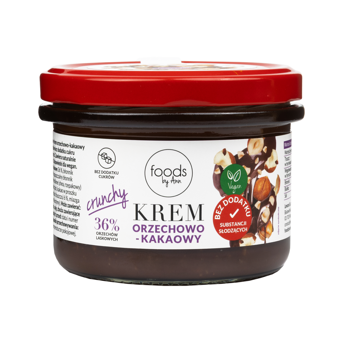 LEVANN FOODS BY ANN Krem orzechowo-kakaowy crunchy 36% - bez maltitolu 200 g