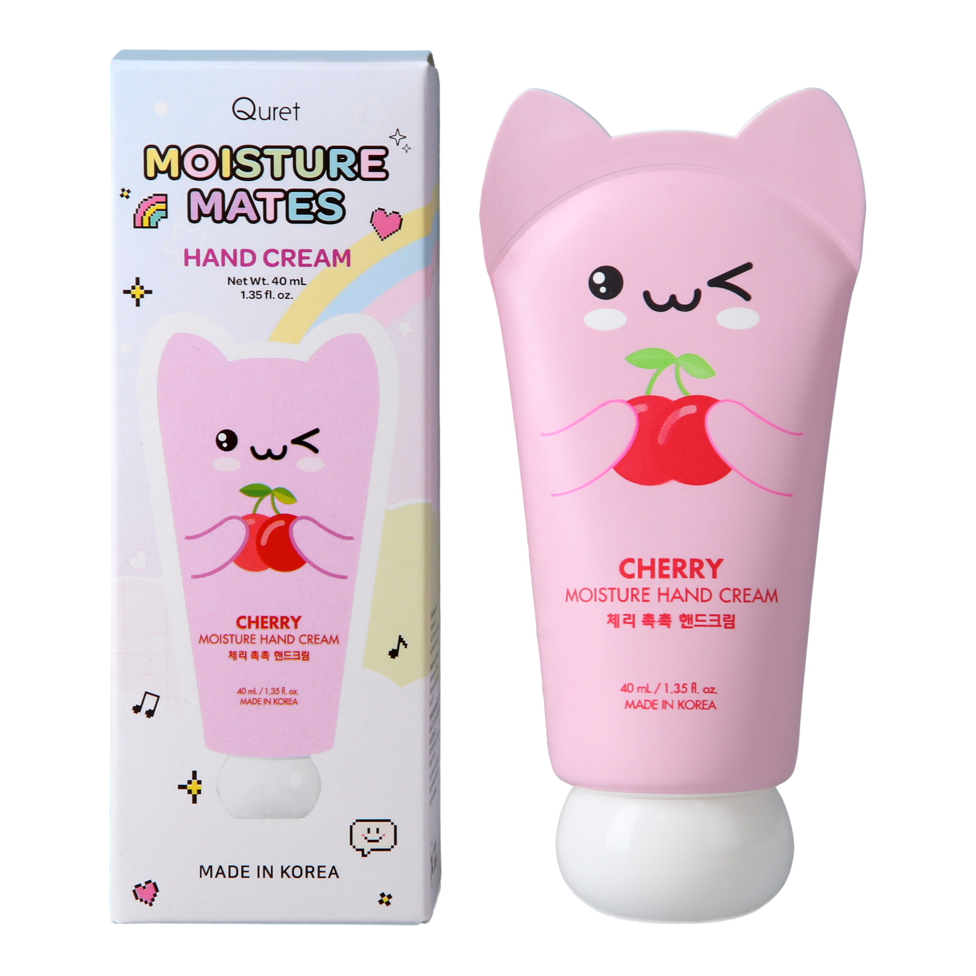 QURET Crème Mains Hydratante à l'Acide Hyaluronique, Cerise 40 ml