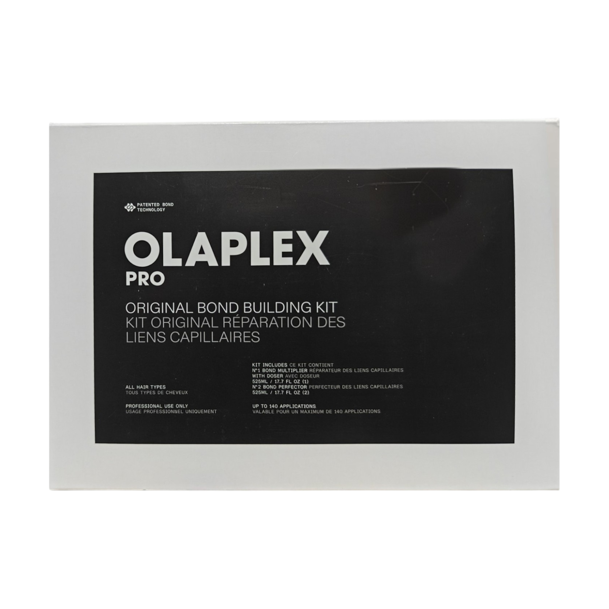 OLAPLEX PRO EXCLUSIVE ORIGINAL KIT DE RÉPARATION DE BOND BUILDING Kit de soin capillaire professionnel N°1 Bond Multiplier 525 ml + N°2 Bond Perfector 2 x 525 ml