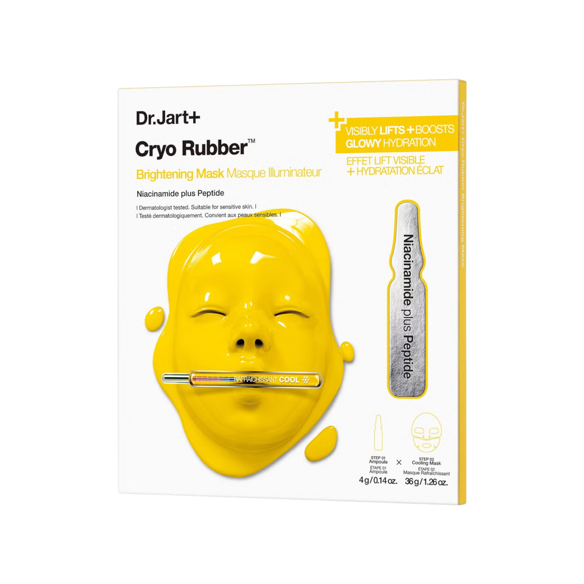 DR. JART+ CRYO RUBBER MASQUE HYDROGEL ÉCLAIRCISSANT Masque hydrogel éclairant à la niacinamide 4 g + 40 g