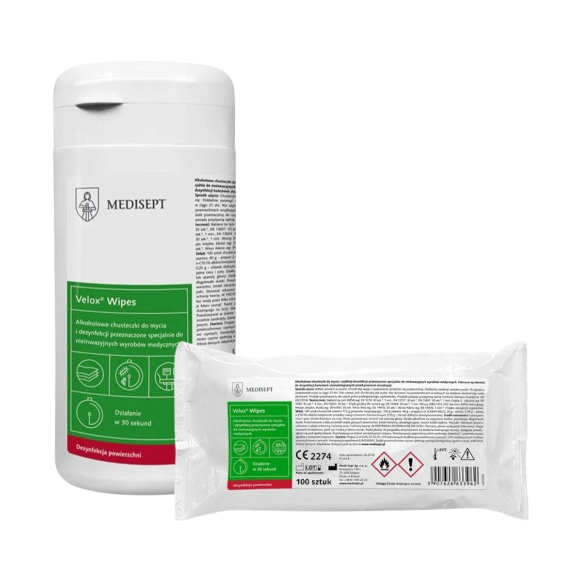 MEDISEPT VELOX Wipes Lingettes de désinfection des surfaces 100 pcs.