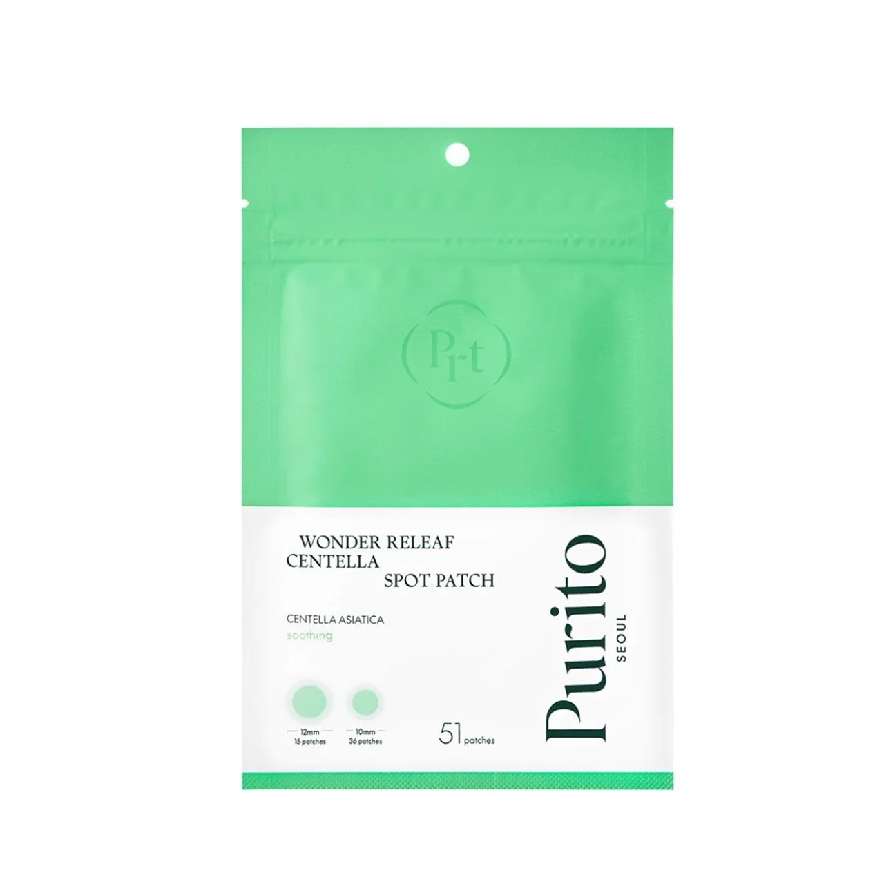 PURITO SEOUL WONDER RELEAF CENTELLA SPOT PATCH Aufnäher für Unvollkommenheiten 51 Stück.