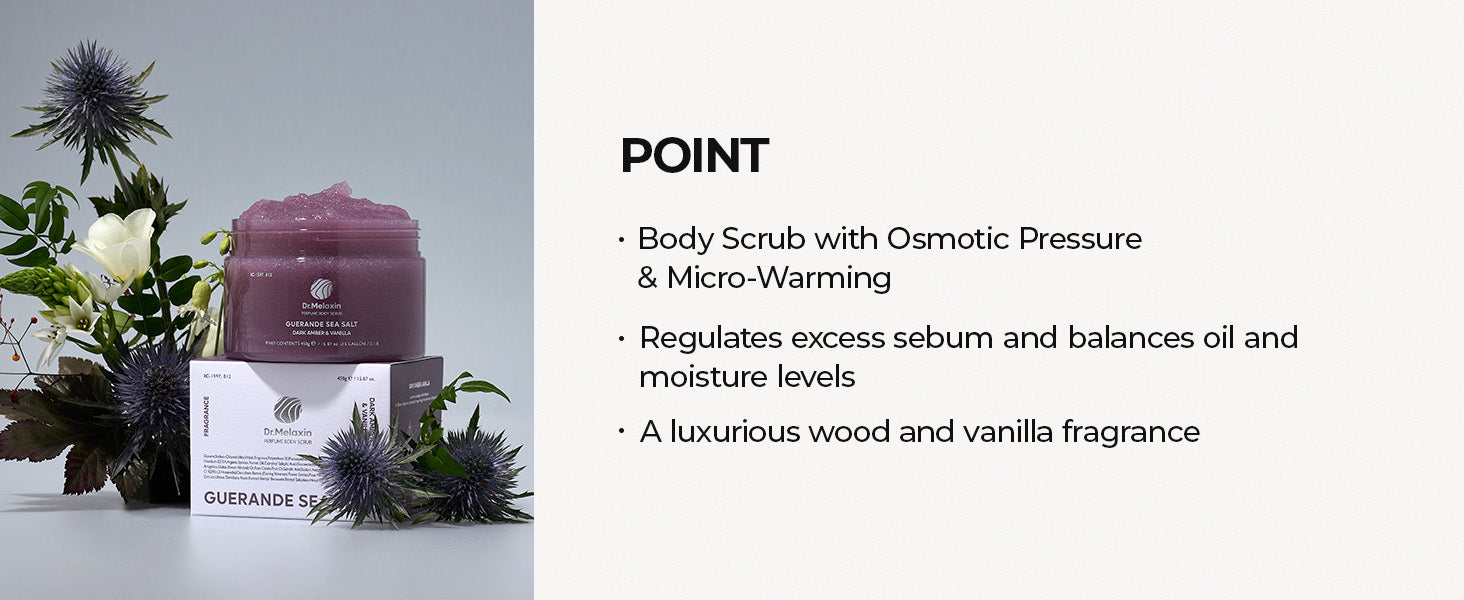 DR.MELAXIN PARFUME BODY SCRUB Parfémovaný solný tělový peeling Dark Amber & Vanilla 450 g #8