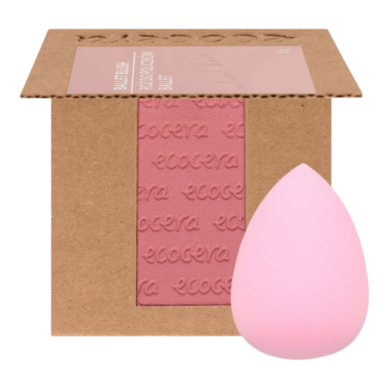 ECOCERA NATURAL CHOICE Fard à joues, Tango 5 g + Éponge de maquillage MIMO, Raindrop, Rose clair