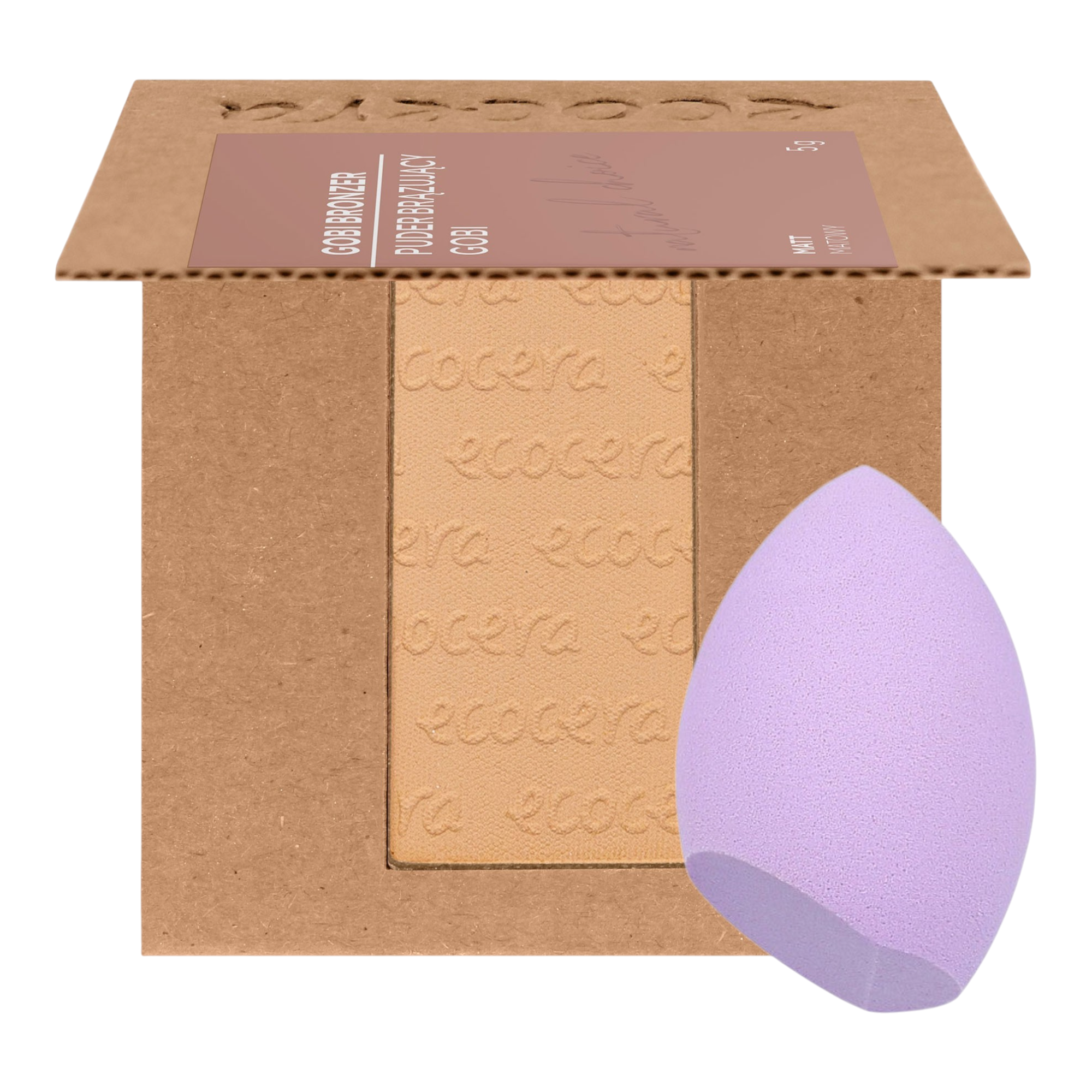 ECOCERA NATURAL CHOICE Poudre bronzante, Gobi 5 g + Éponge de maquillage MIMO, Coupe olive, Violet clair