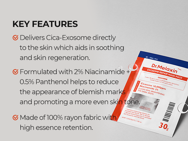 DR.MELAXIN EXOSOME REPAIR MASK PACK Masques en tissu régénérants aux exosomes pour peaux acnéiques 5 x 30 g #6
