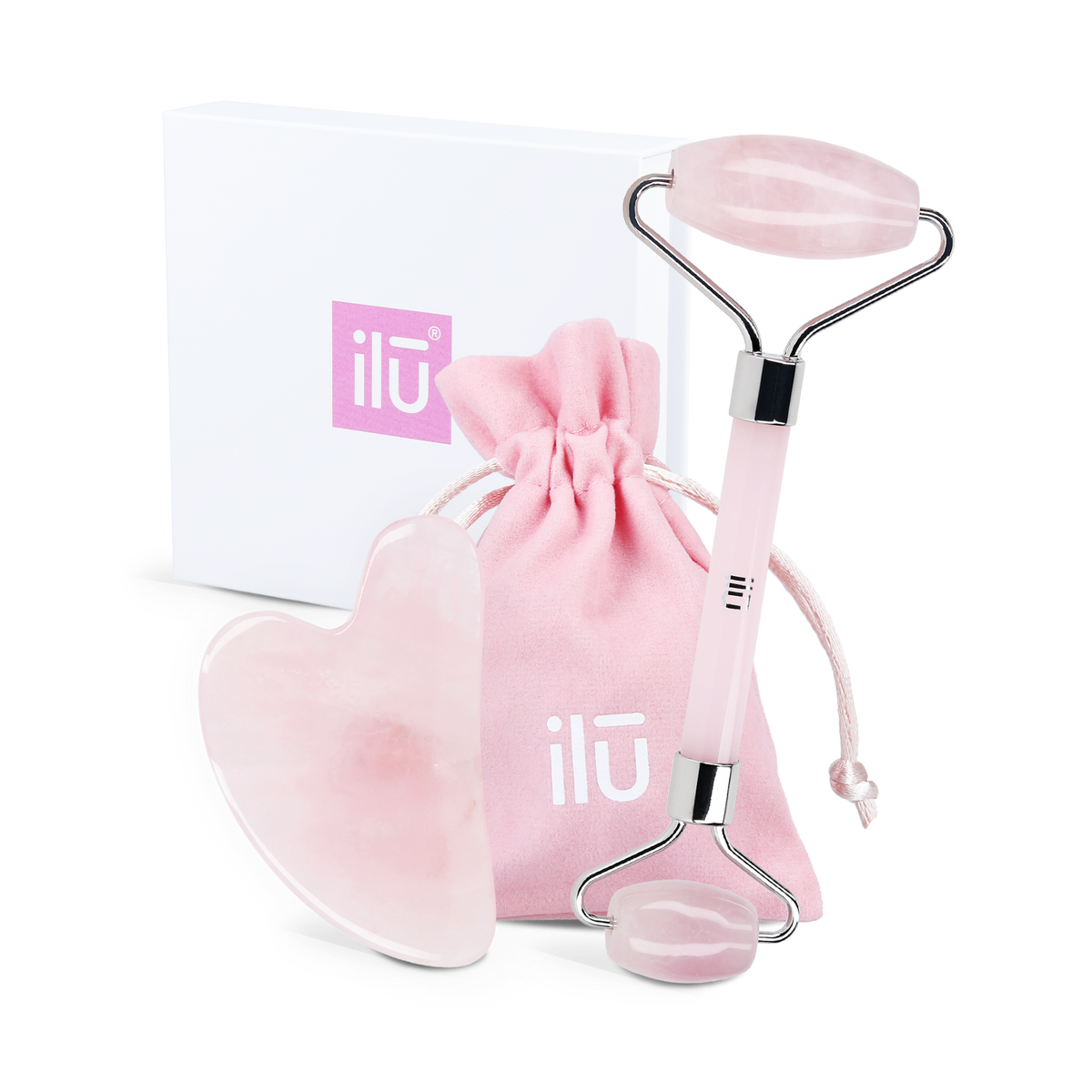 ilū SKIN CARE QUARTZ Coffret quartz rose - rituel de massage du visage à domicile