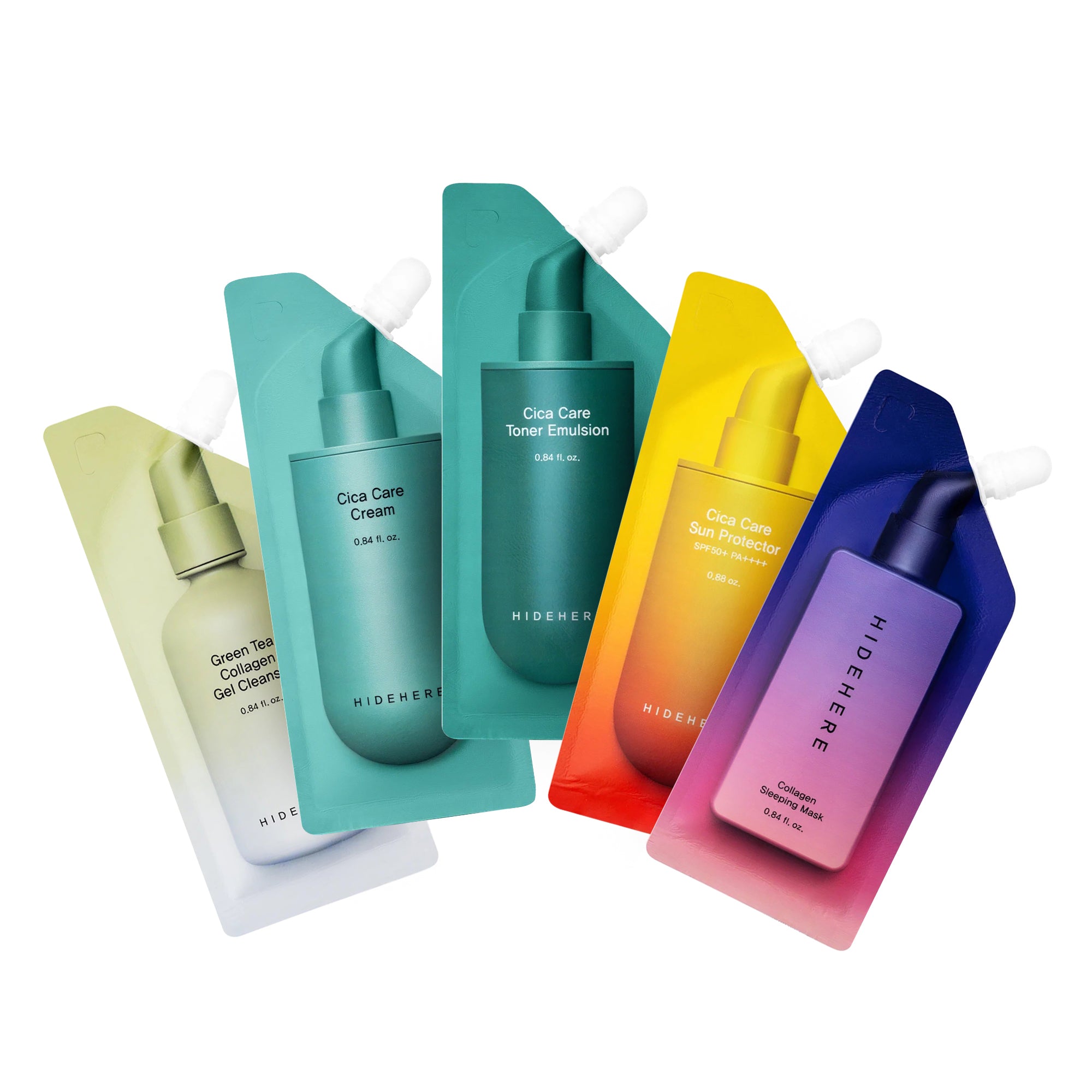 HIDEHERE DAY ROUTINE SET GREEN Coffret de soin coréen en cinq étapes