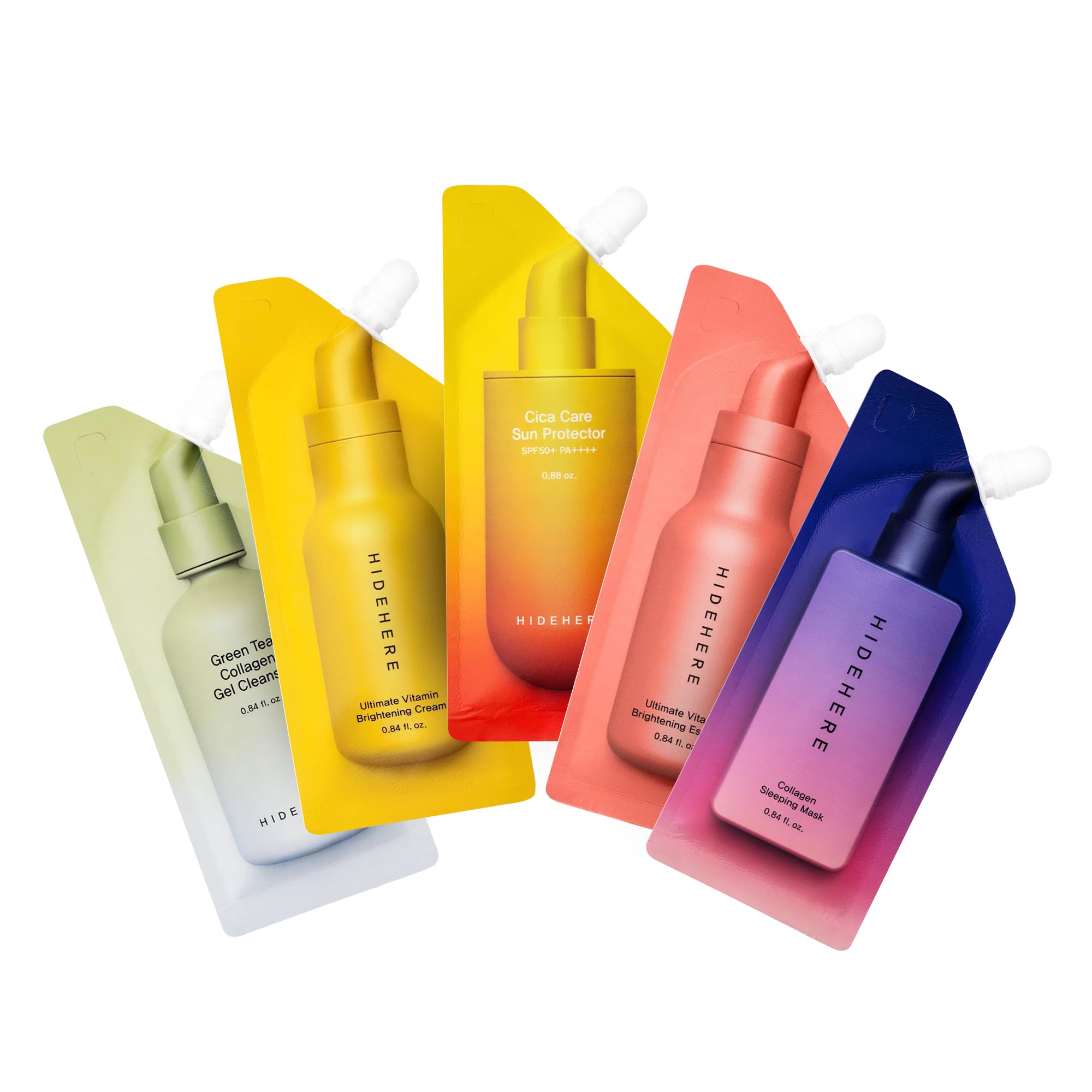 HIDEHERE Coffret routine de jour jaune - Soin coréen en cinq étapes