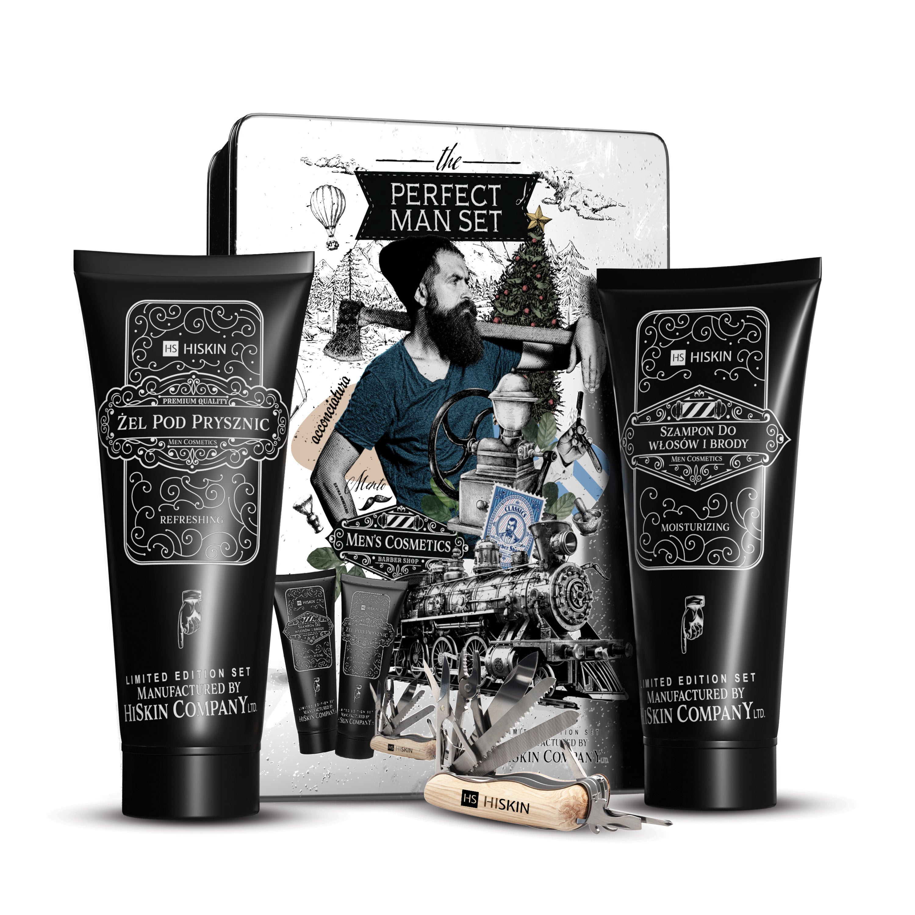 HISKIN PERFECT MEN Coffret cadeau de cosmétiques pour hommes, idéal pour Noël
