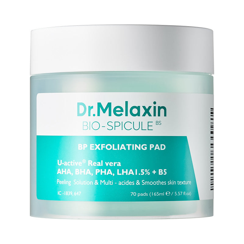 DR.MELAXIN BIO -SPICULE BP EXFOLIATING PAD Exfoliating pads with AHA, BHA, PHA, LHA acids 165 ml (70 pcs )