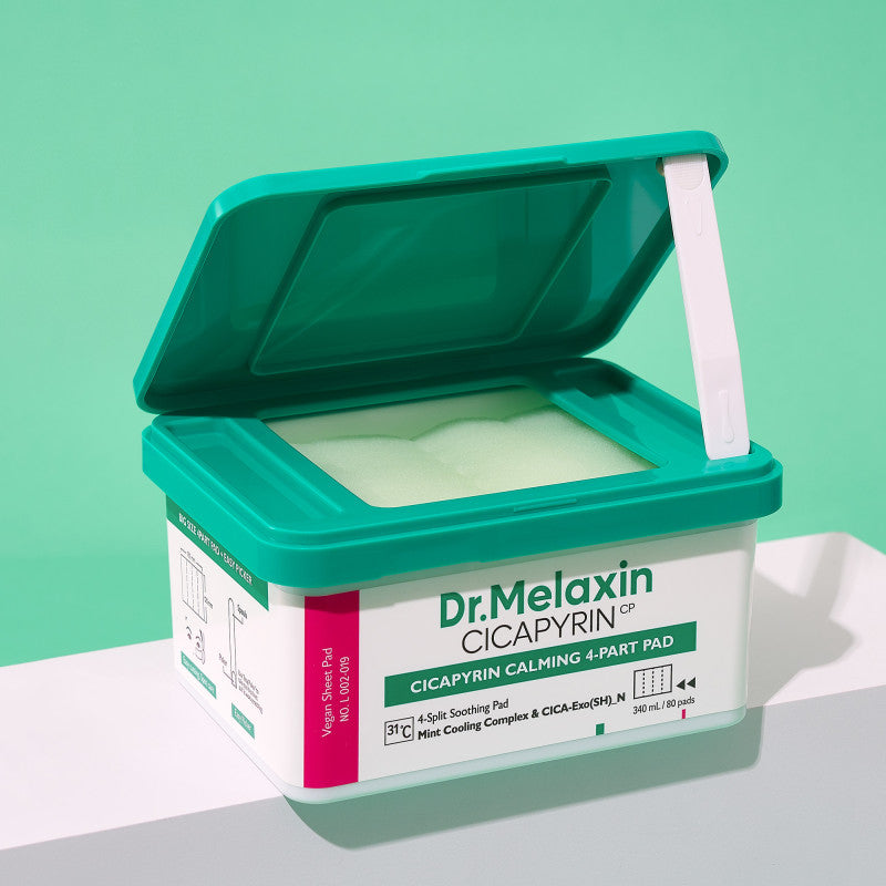 DR.MELAXIN CICAPYRIN CALMING PAD 4-PARTS Coussinets apaisants pour le visage avec un complexe rafraîchissant, 80 pcs. (340 ml)