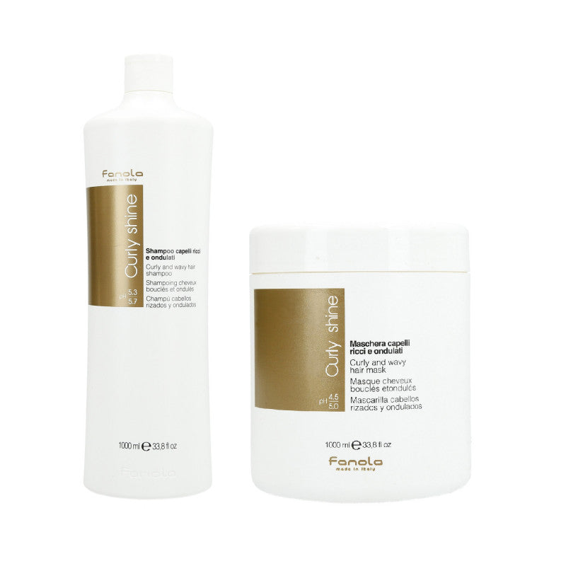 FANOLA CURLY SHINE Set cheveux bouclés Shampoing 1000ml + Masque 1000ml