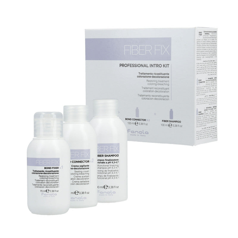 FANOLA FIBER FIX Kit d'introduction professionnel Bond Fixer 70ml + Bond Connector 100ml + shampoing 100ml