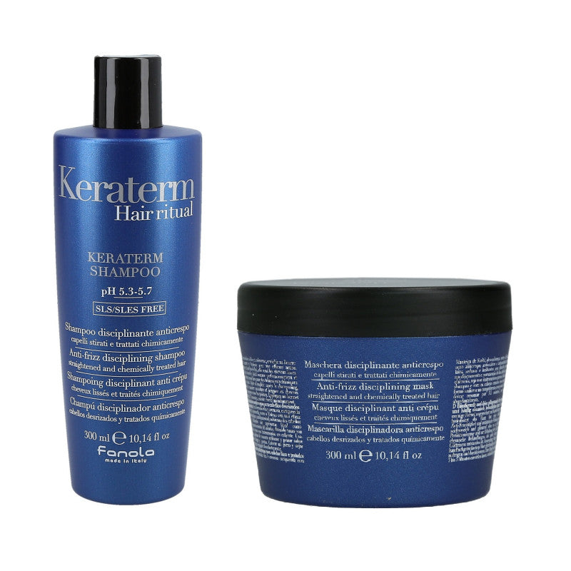 FANOLA KERATERM Set pour cheveux à la kératine, Shampooing 300ml + Masque 300ml