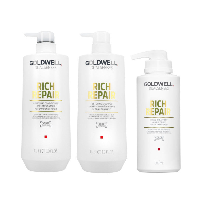 GOLDWELL DUALSENSES RICH REPAIR Shampooing 1000ml + Conditionneur 1000ml + Masque 500ml